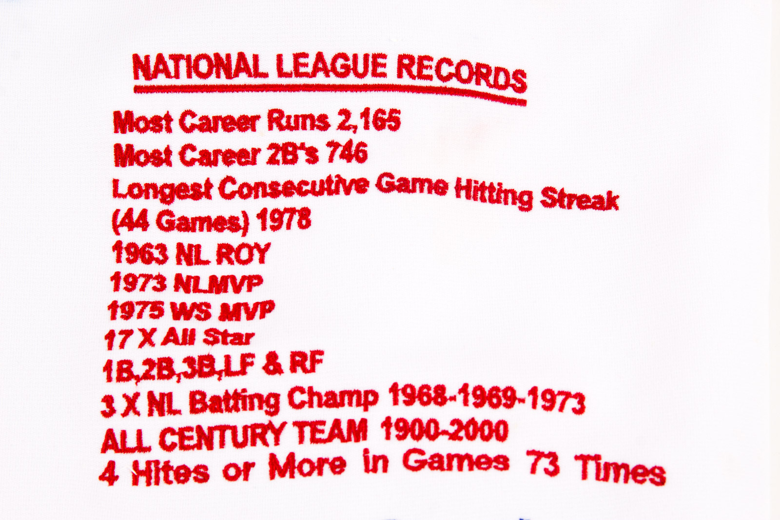 Pete Rose Signed Size XXL Baseball Stats Jersey