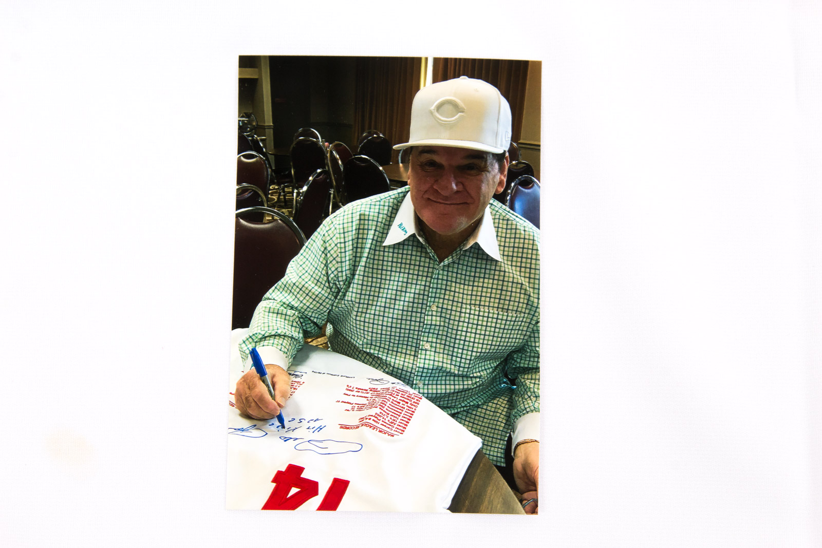 Pete Rose Signed Size XXL Baseball Stats Jersey