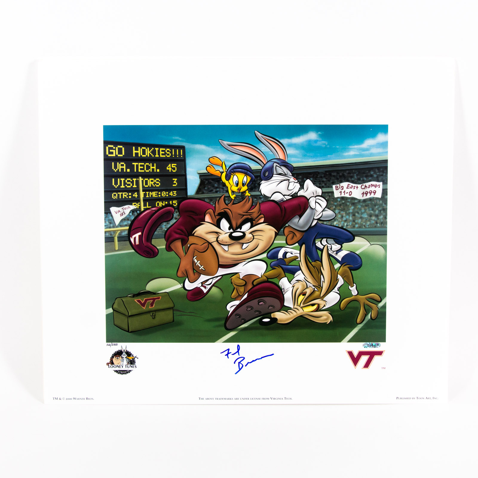 Frank Beamer Signed "Go Hokies" Virginia Tech Football Offset Lithograph