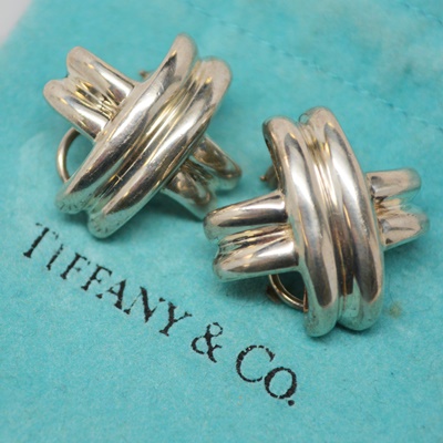 Tiffany & Co. Sterling Silver Signature X Clip-On Earrings