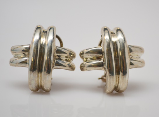 Tiffany & Co. Sterling Silver Signature X Clip-On Earrings