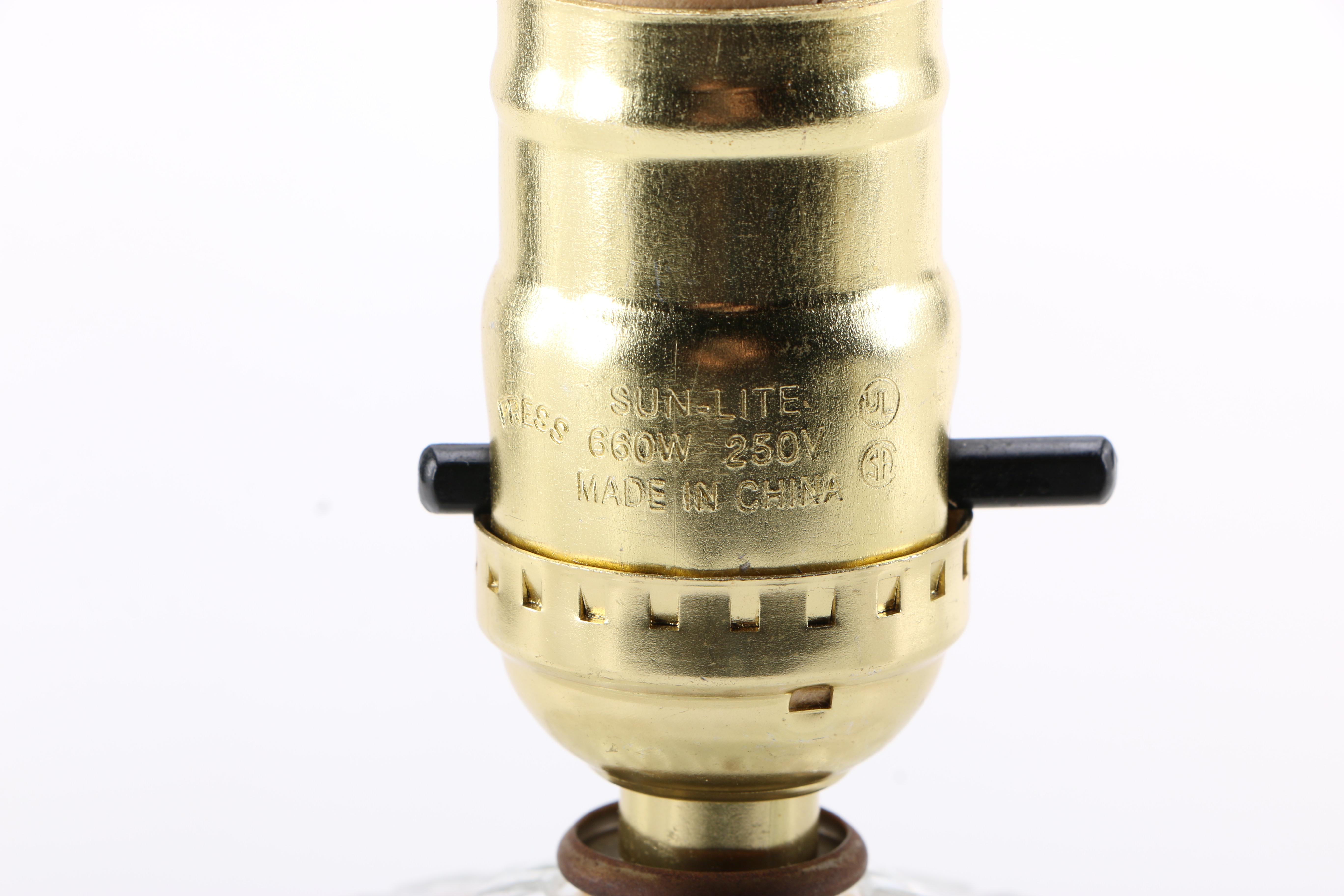 Gold Tone and Glass Table Lamps and Sconces