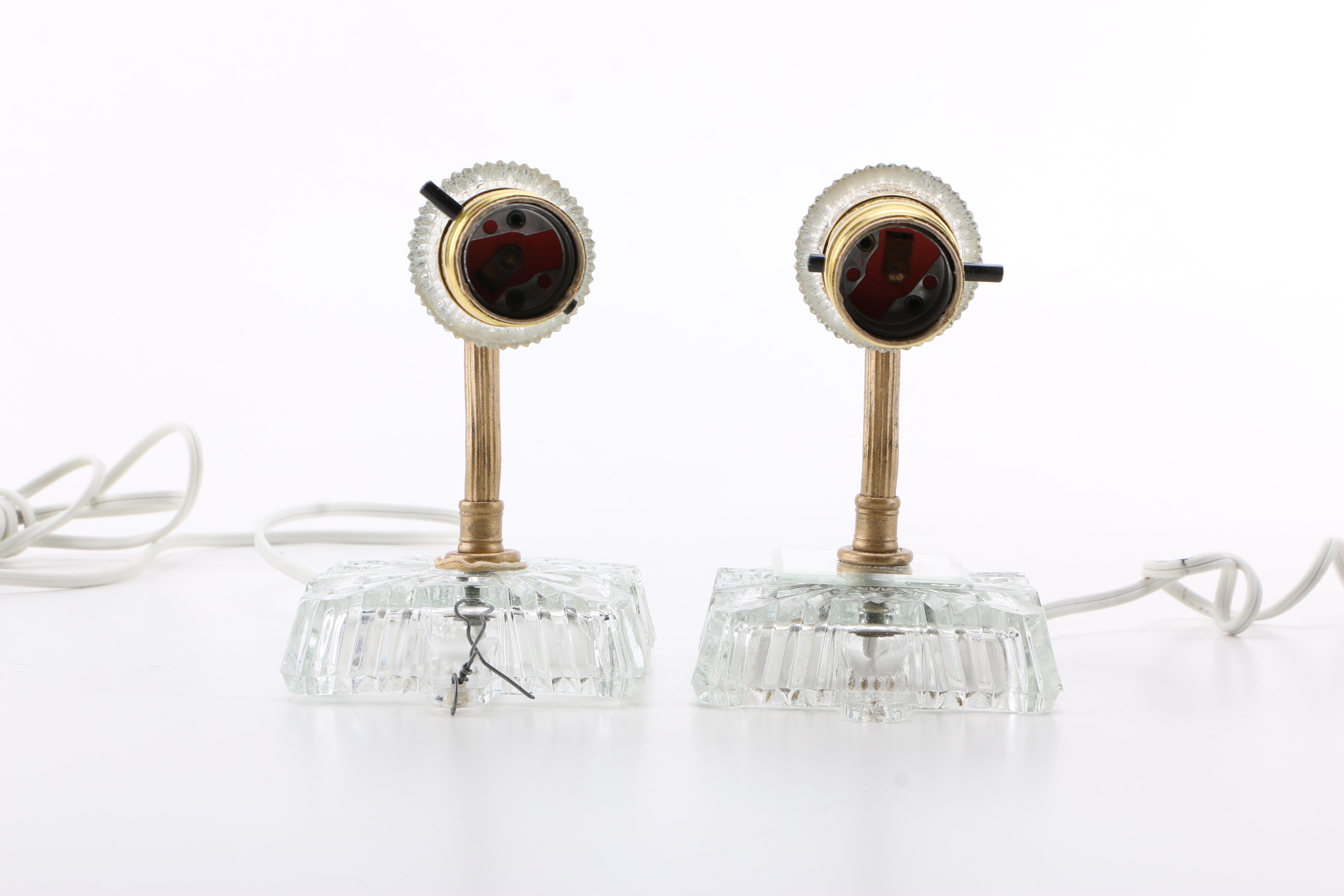 Gold Tone and Glass Table Lamps and Sconces