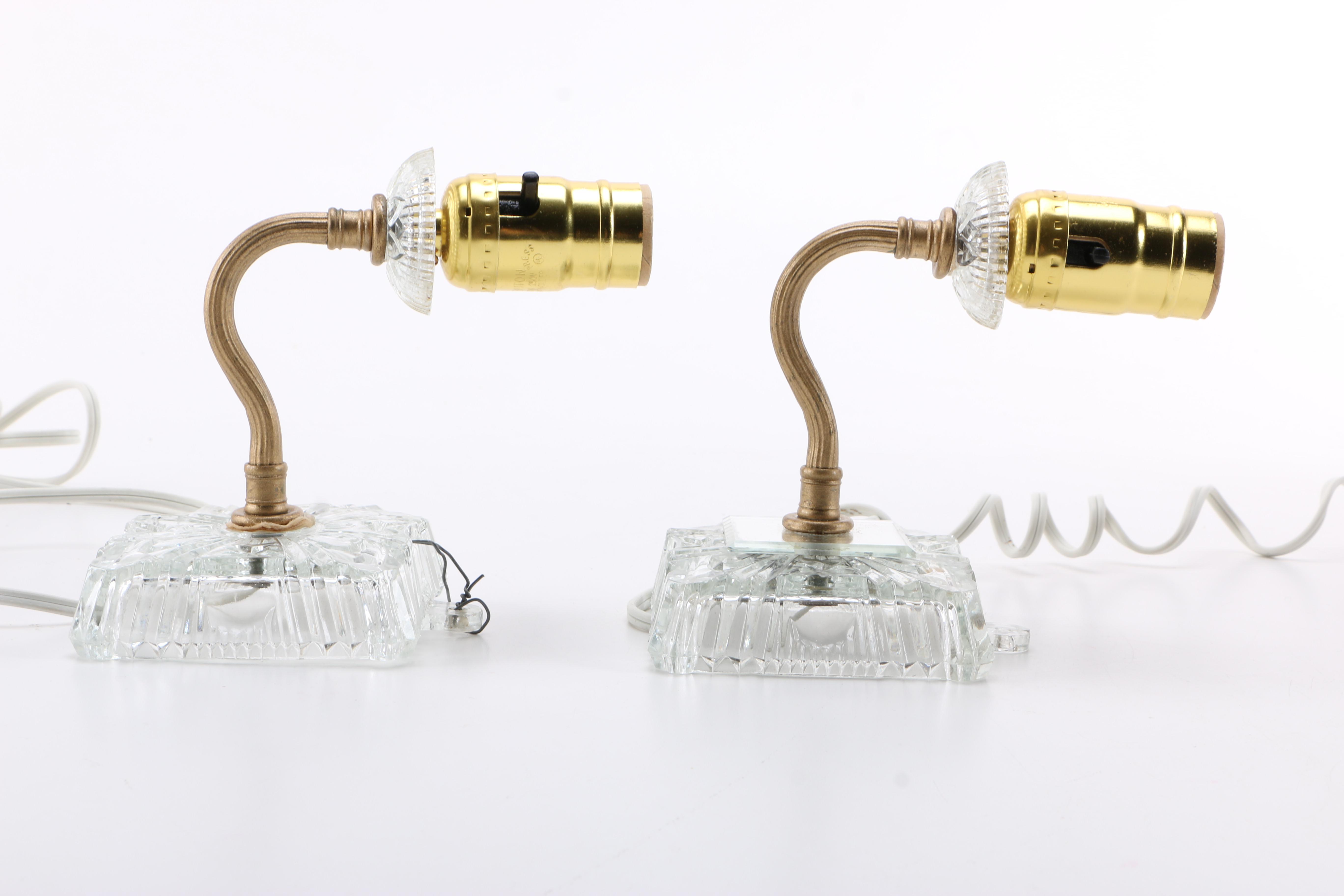 Gold Tone and Glass Table Lamps and Sconces