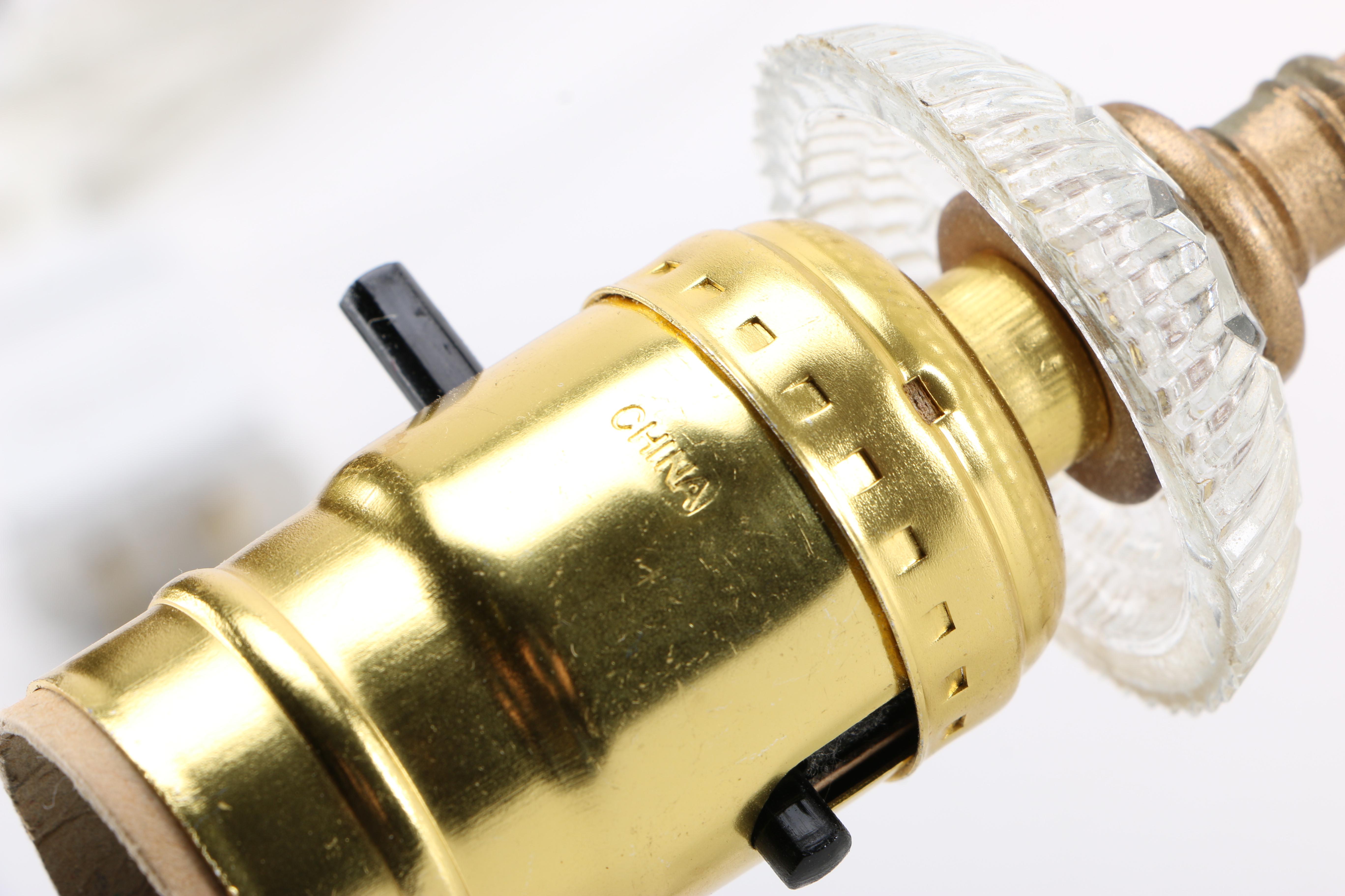 Gold Tone and Glass Table Lamps and Sconces