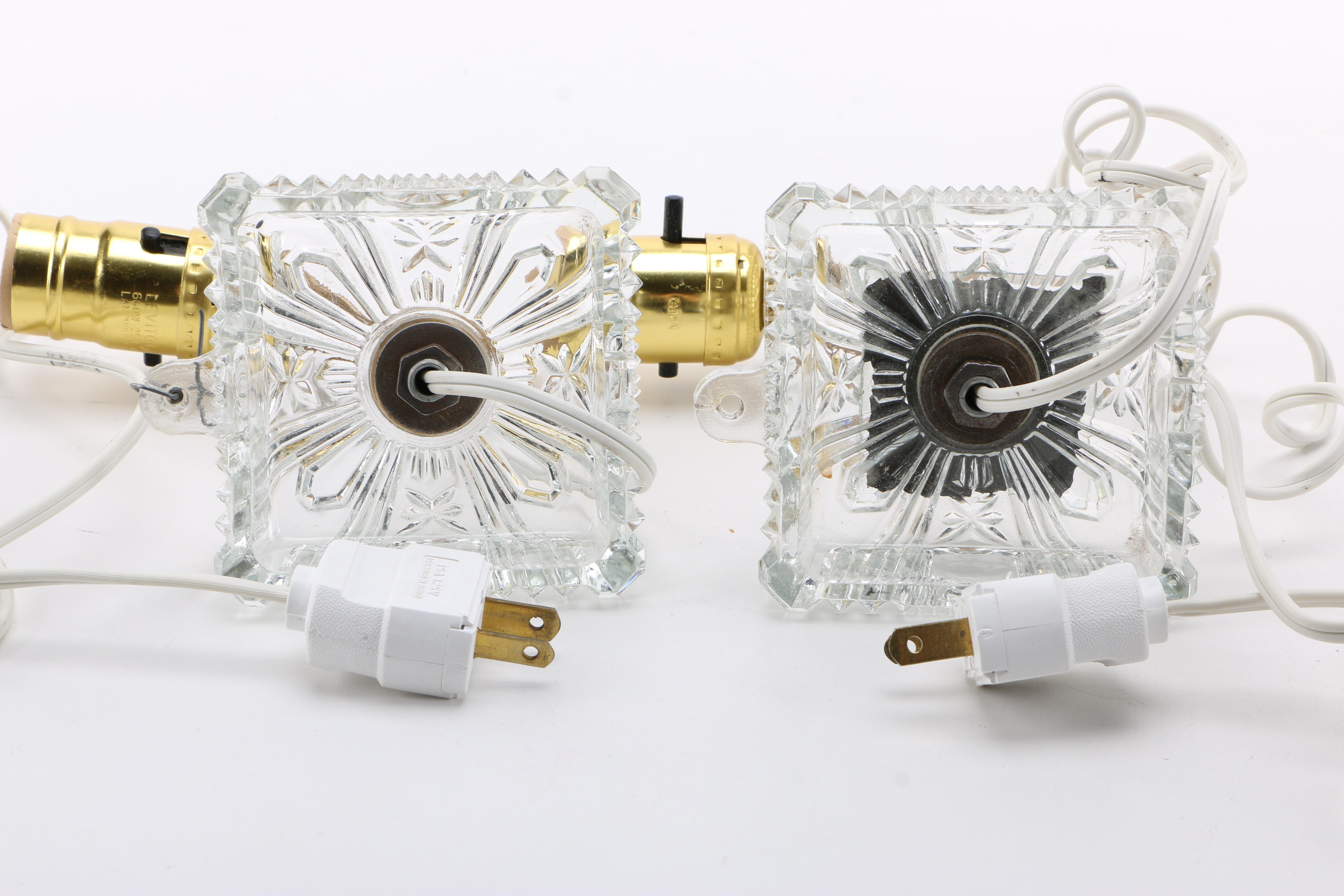 Gold Tone and Glass Table Lamps and Sconces