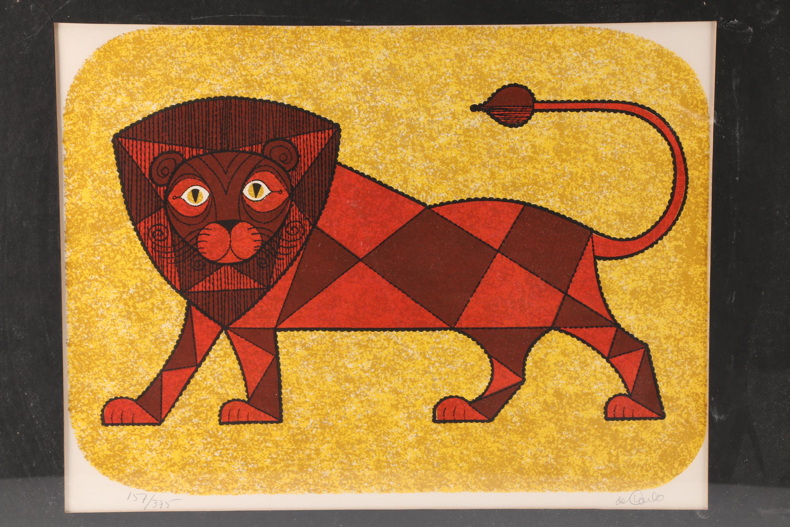 Limited Edition Lithograph on Paper of Lion