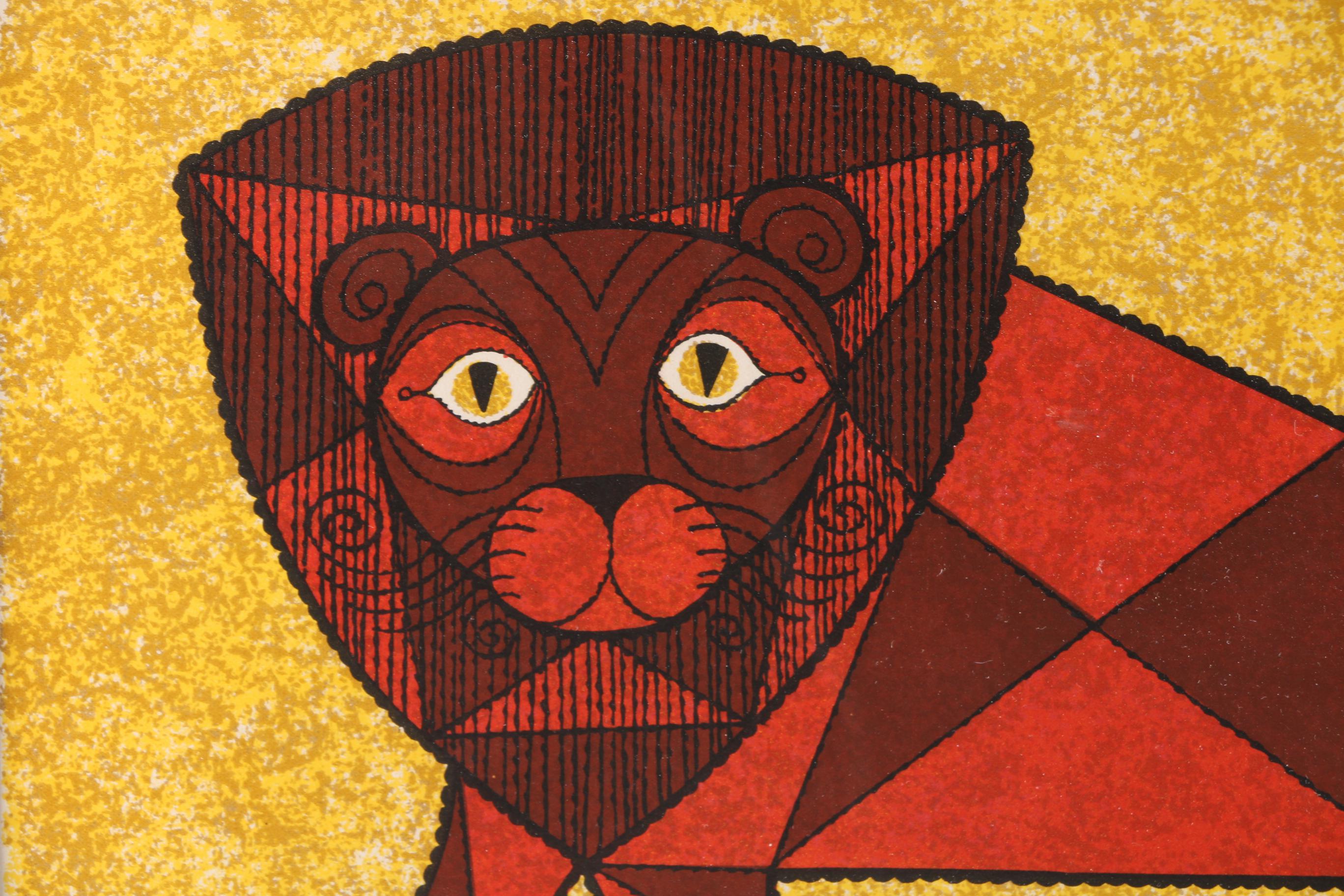 Limited Edition Lithograph on Paper of Lion