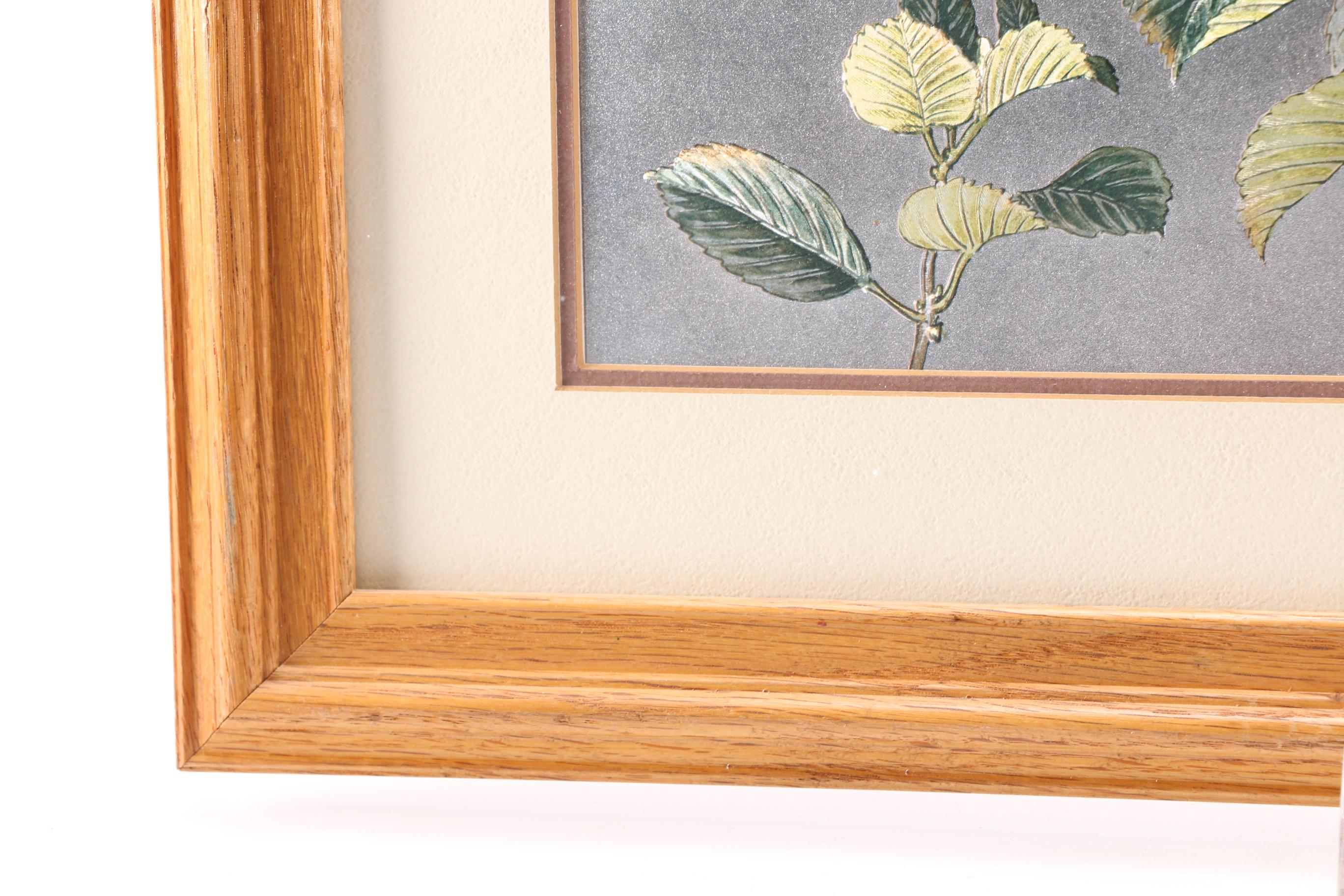 East Asian Style Offset Lithograph on Fabric With Foil Embellishments of Nature Scene