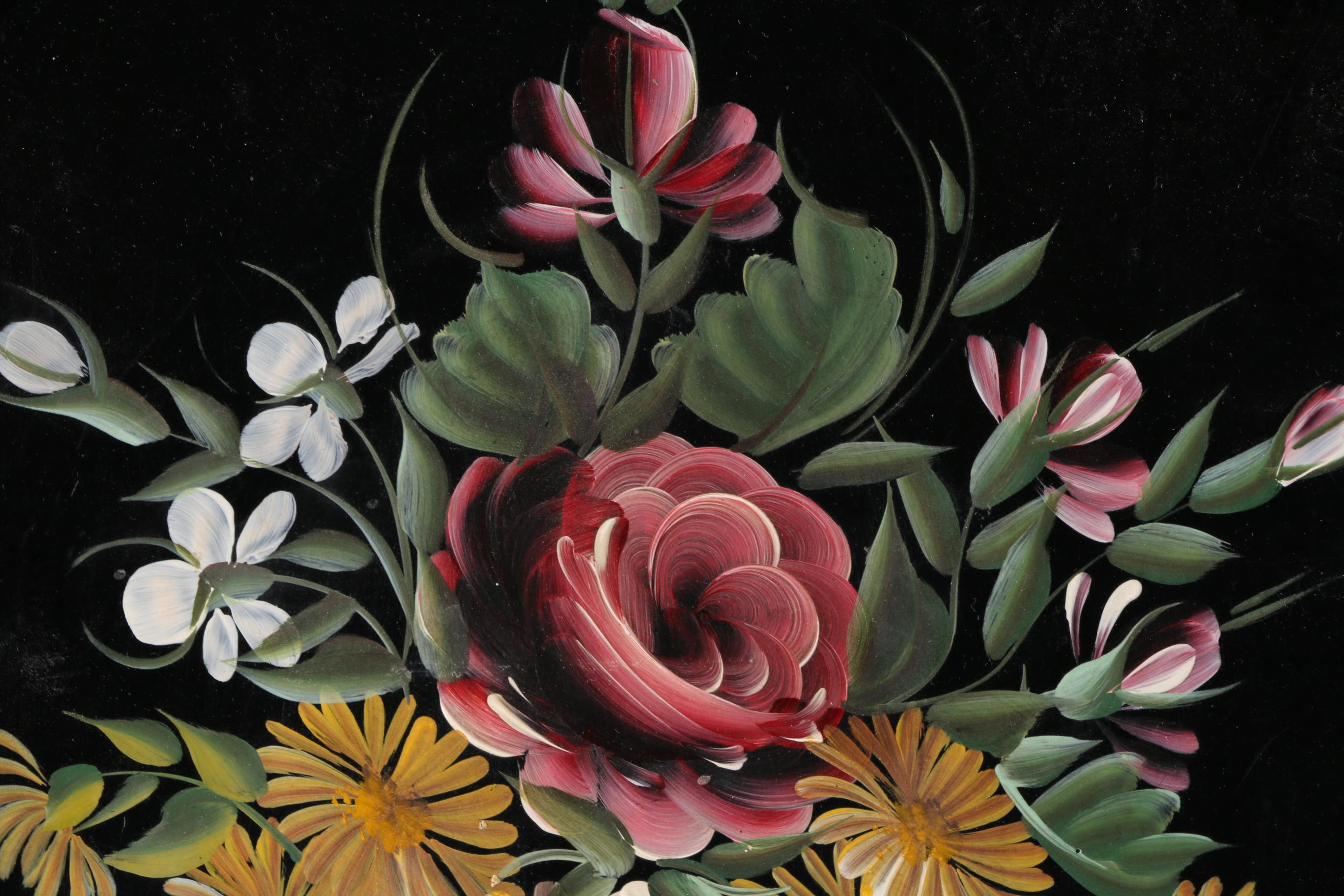 Nashco Vintage Hand-Painted Floral Serving Tray