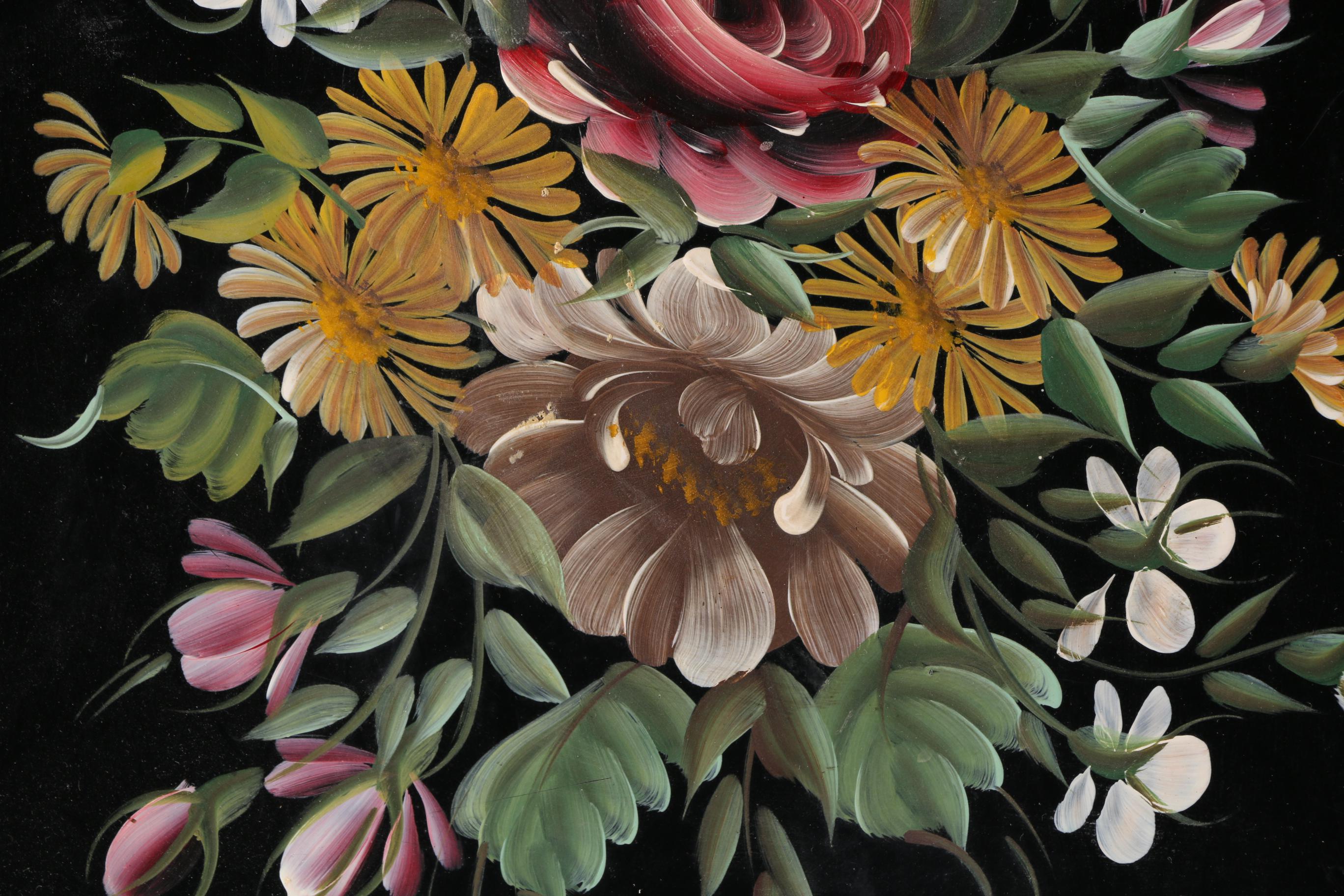 Nashco Vintage Hand-Painted Floral Serving Tray