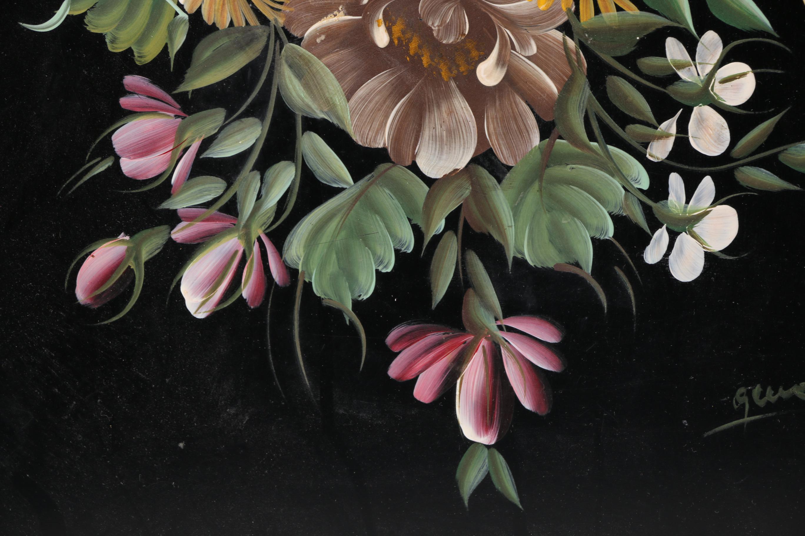 Nashco Vintage Hand-Painted Floral Serving Tray