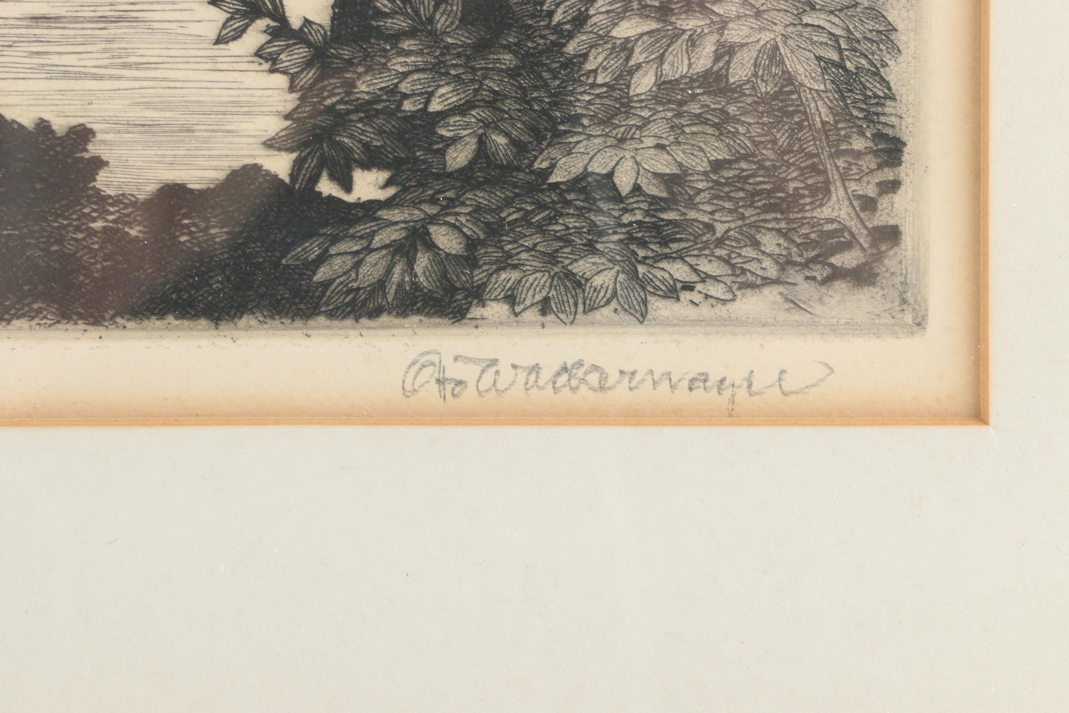 Otto Wackernagel Limited Edition Etching "South View of George Washington Bridge"