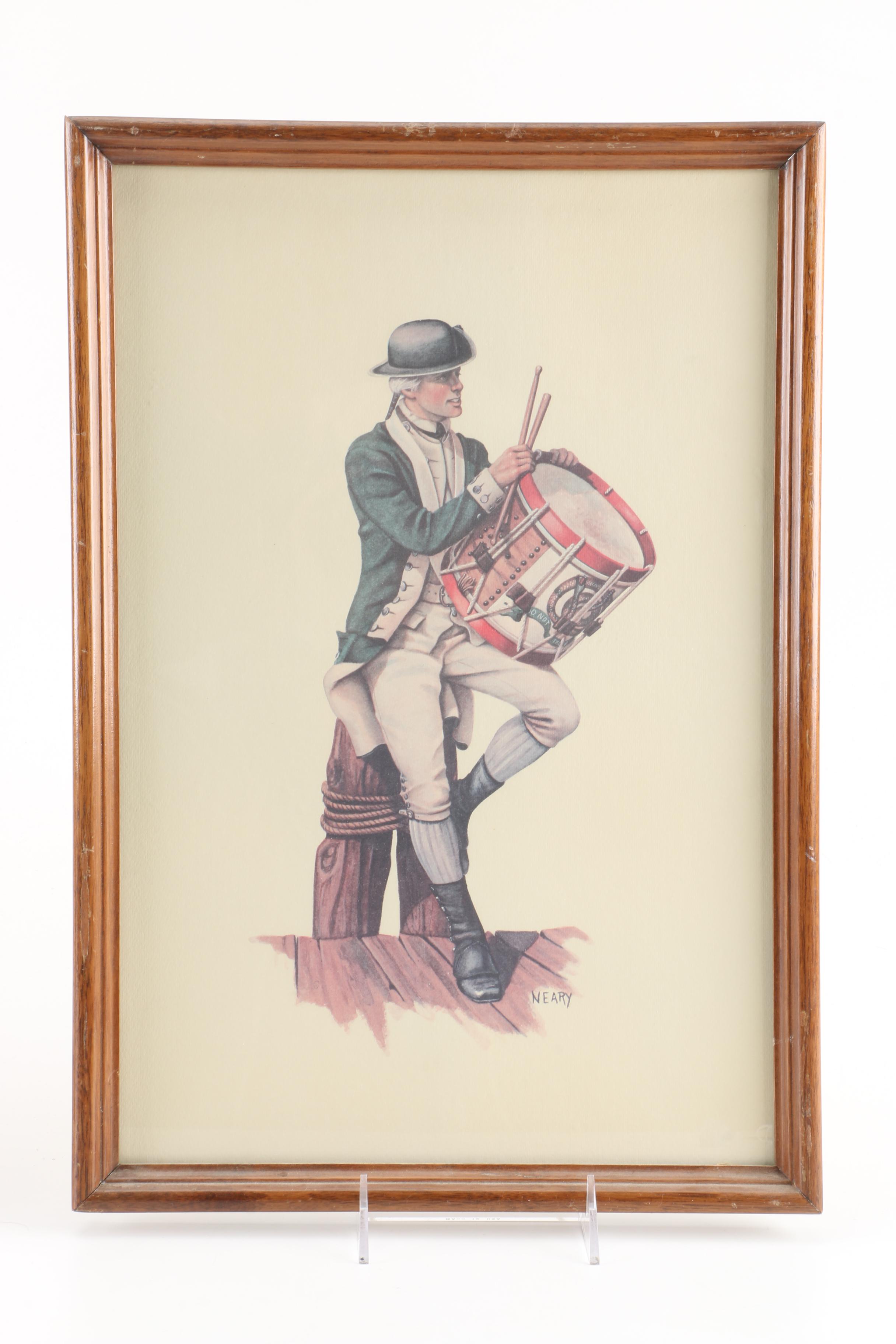Neary Offset Lithograph Military Drummer Portraits