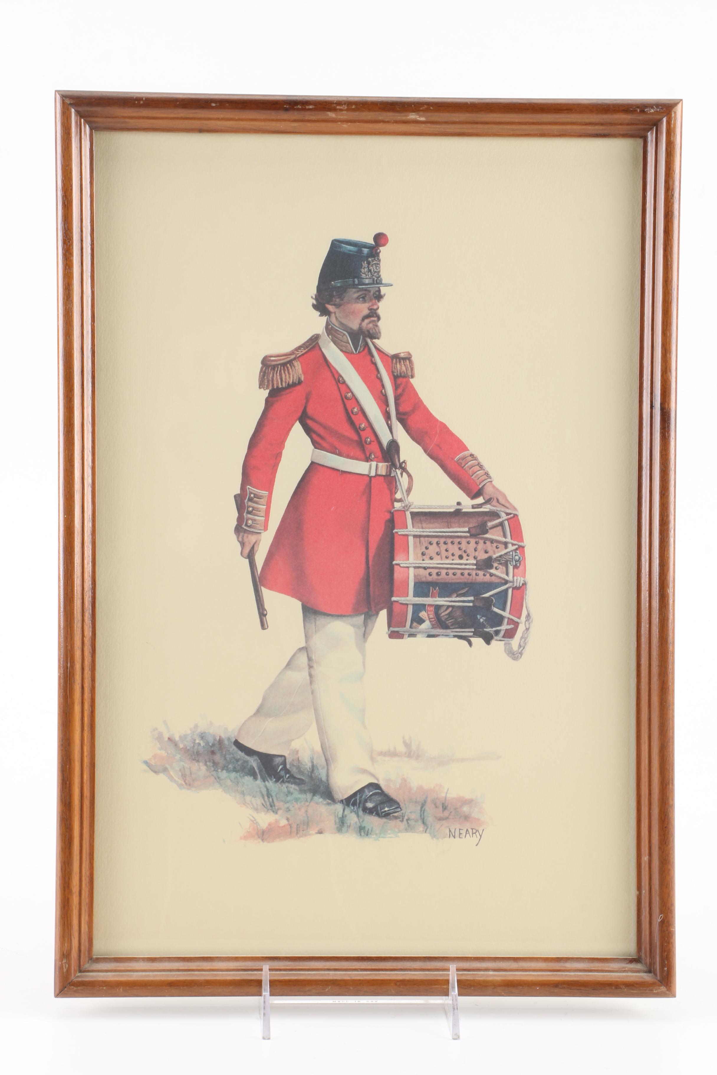 Neary Offset Lithograph Military Drummer Portraits