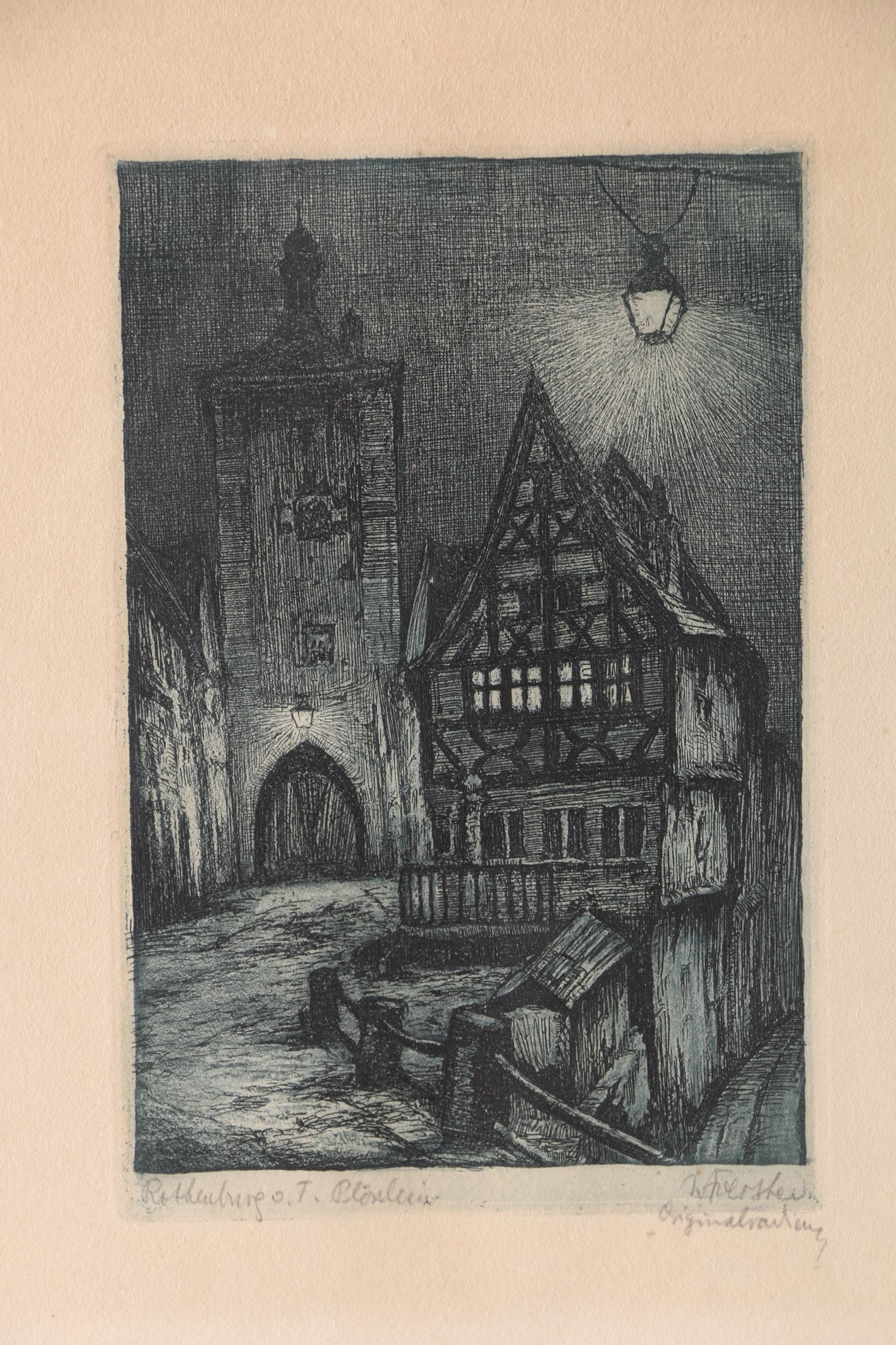 Aquatint Etching on Paper "Rothenburg o. T. Plönlein"