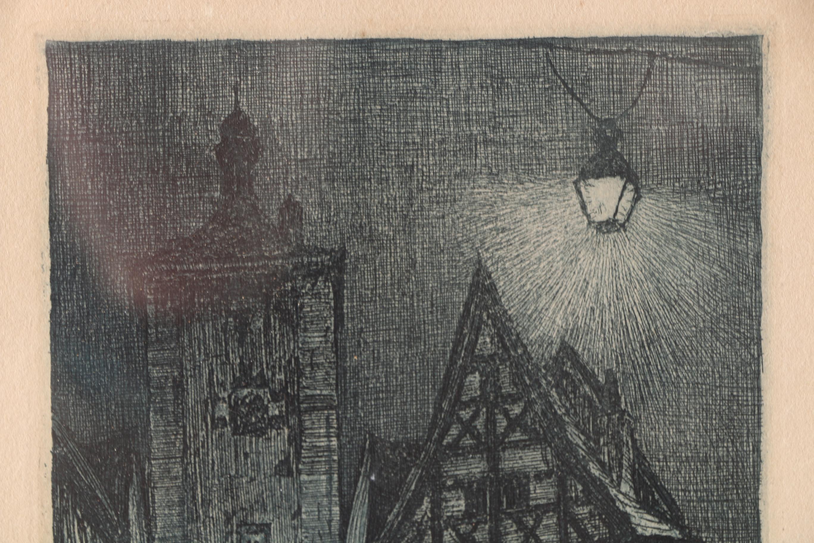 Aquatint Etching on Paper "Rothenburg o. T. Plönlein"