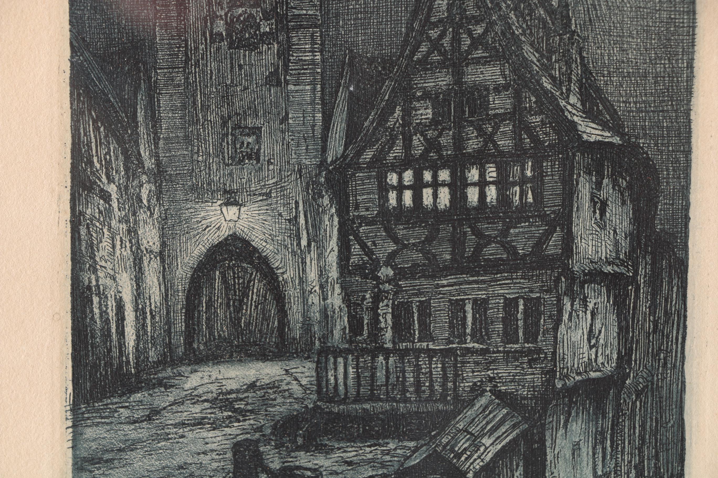 Aquatint Etching on Paper "Rothenburg o. T. Plönlein"
