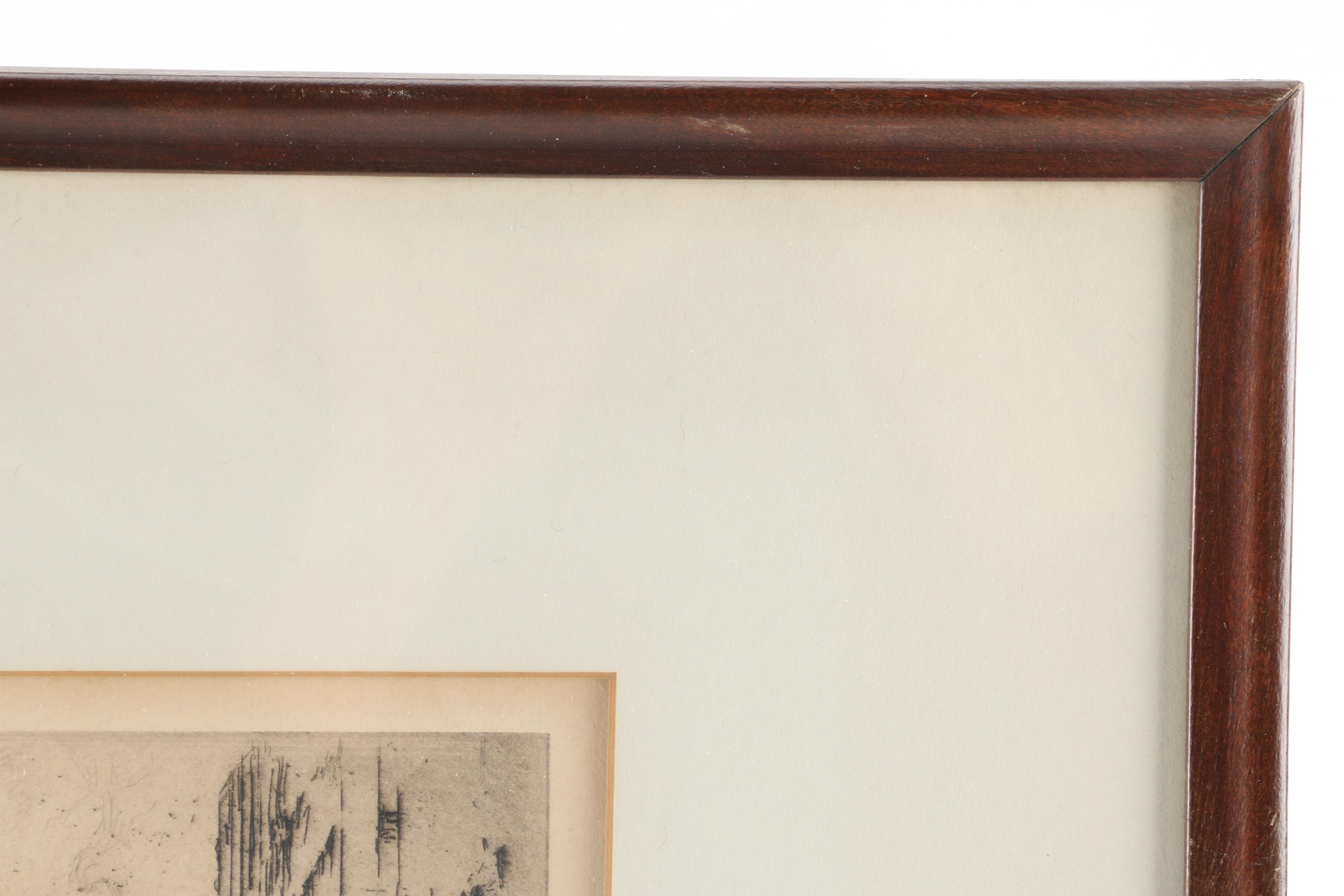 1948 Nat Lowell Etching "Wall Street"