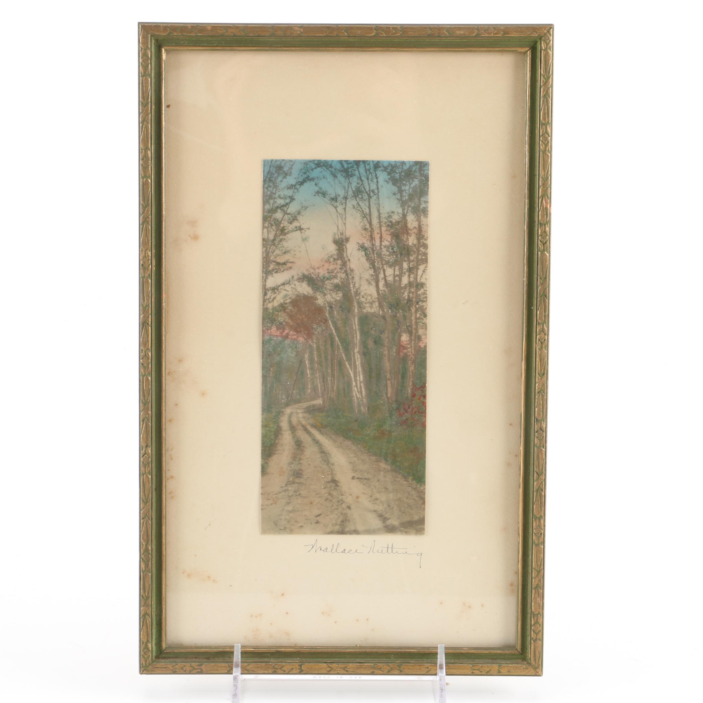 Wallace Nutting Mounted Lithograph of Country Road Through Trees