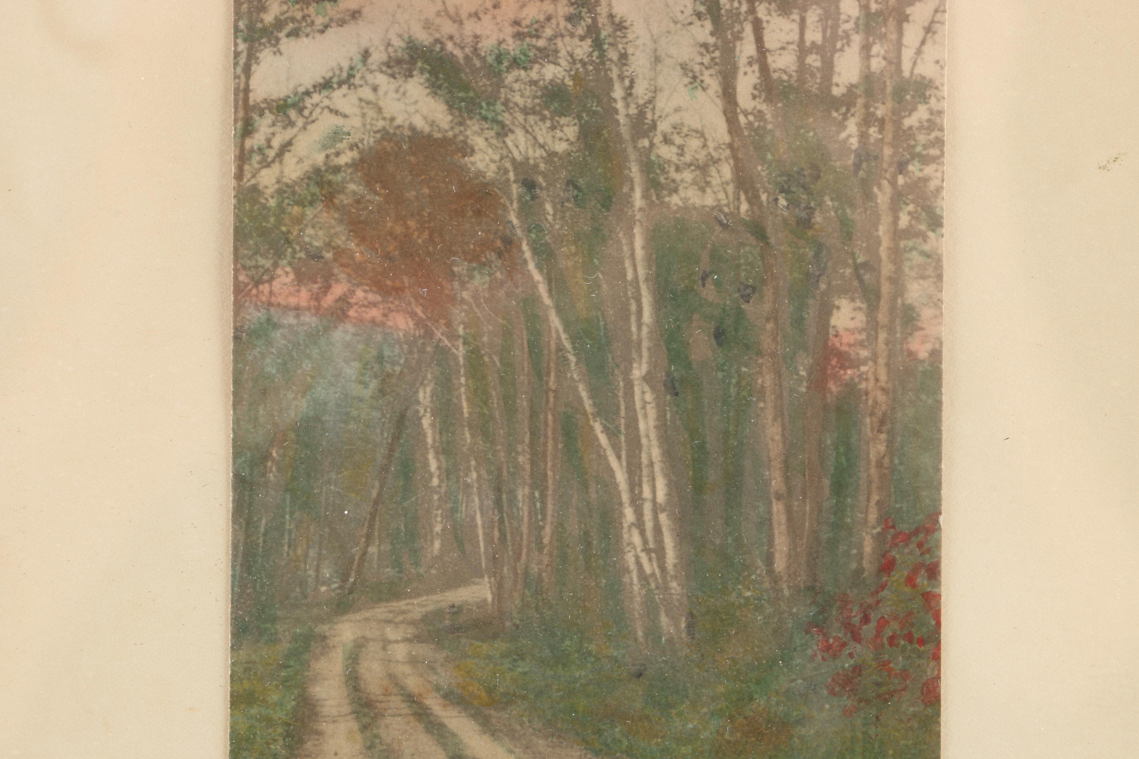 Wallace Nutting Mounted Lithograph of Country Road Through Trees