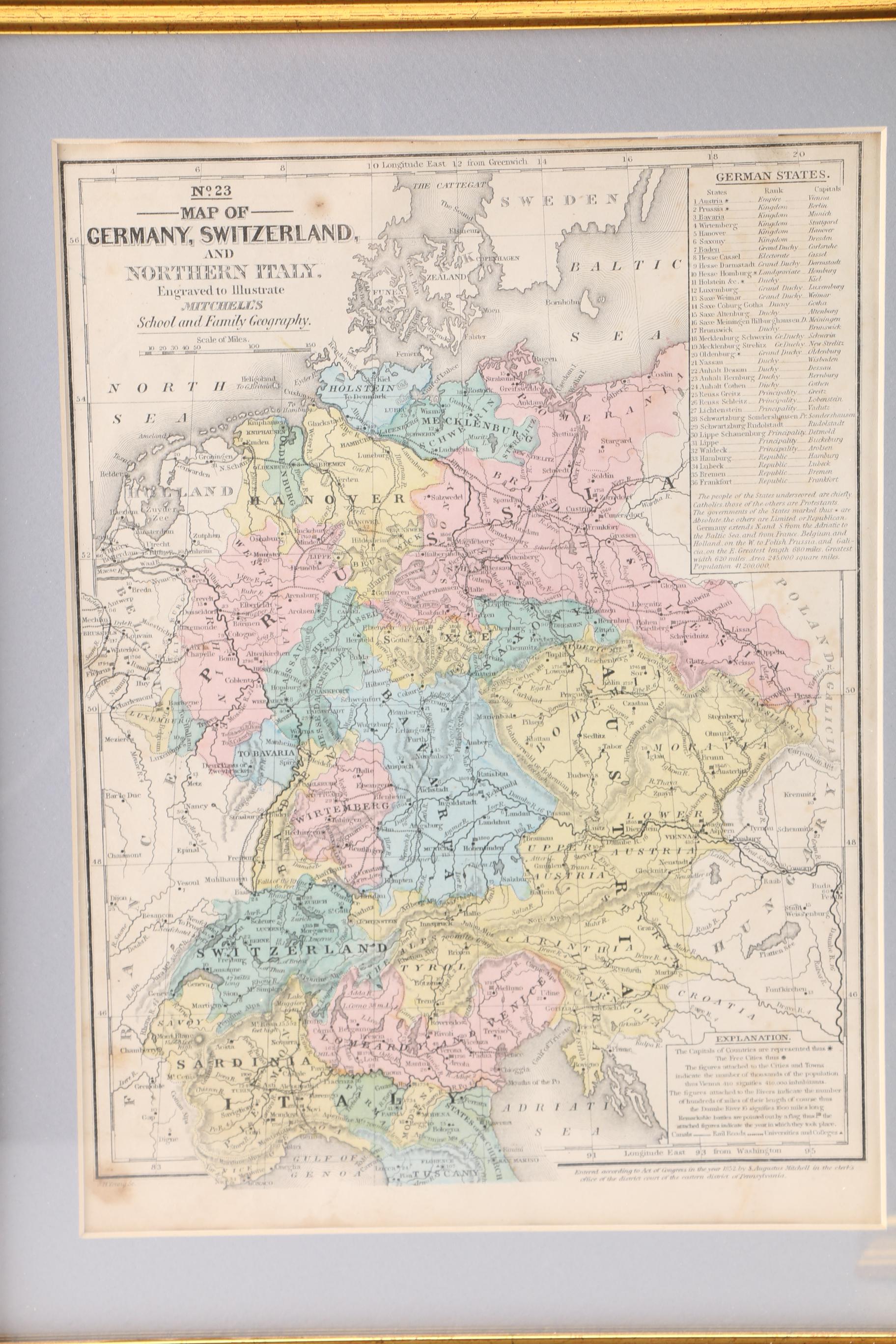 Framed Antique Maps from Mithchell's School Atlas