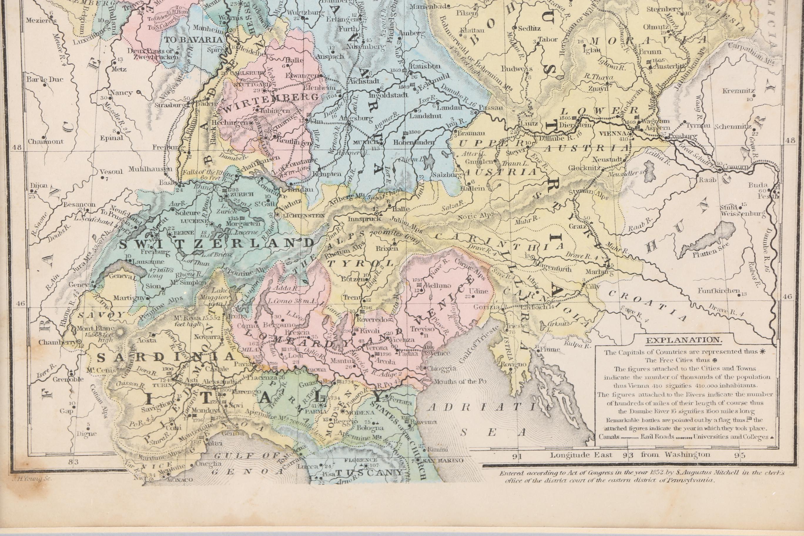 Framed Antique Maps from Mithchell's School Atlas