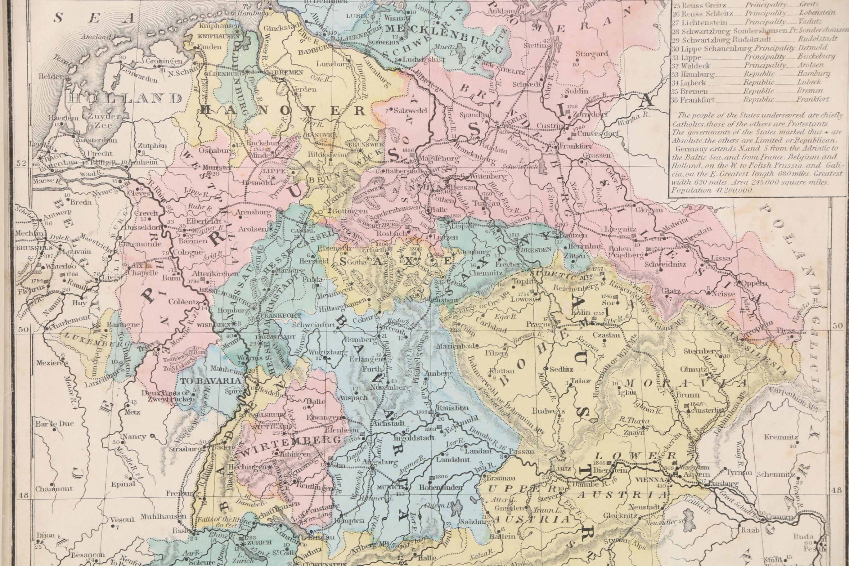 Framed Antique Maps from Mithchell's School Atlas