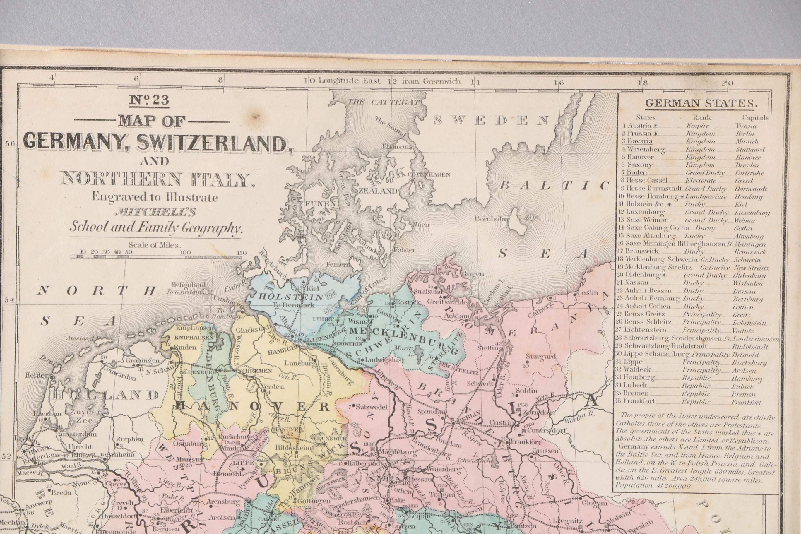 Framed Antique Maps from Mithchell's School Atlas