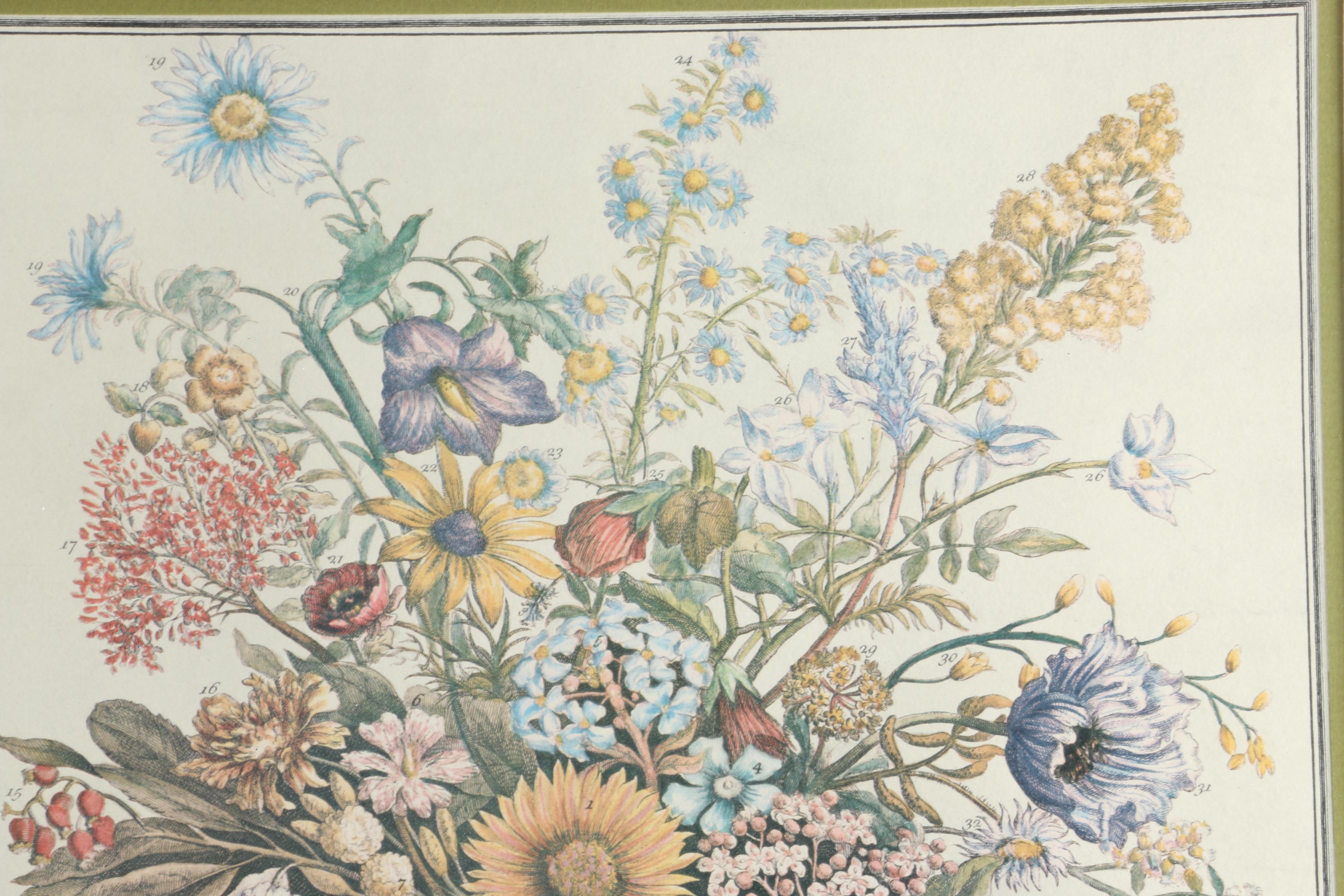 Offset Lithographs After Pieter Casteels "Twelve Months of Flowers": "August" and "November"