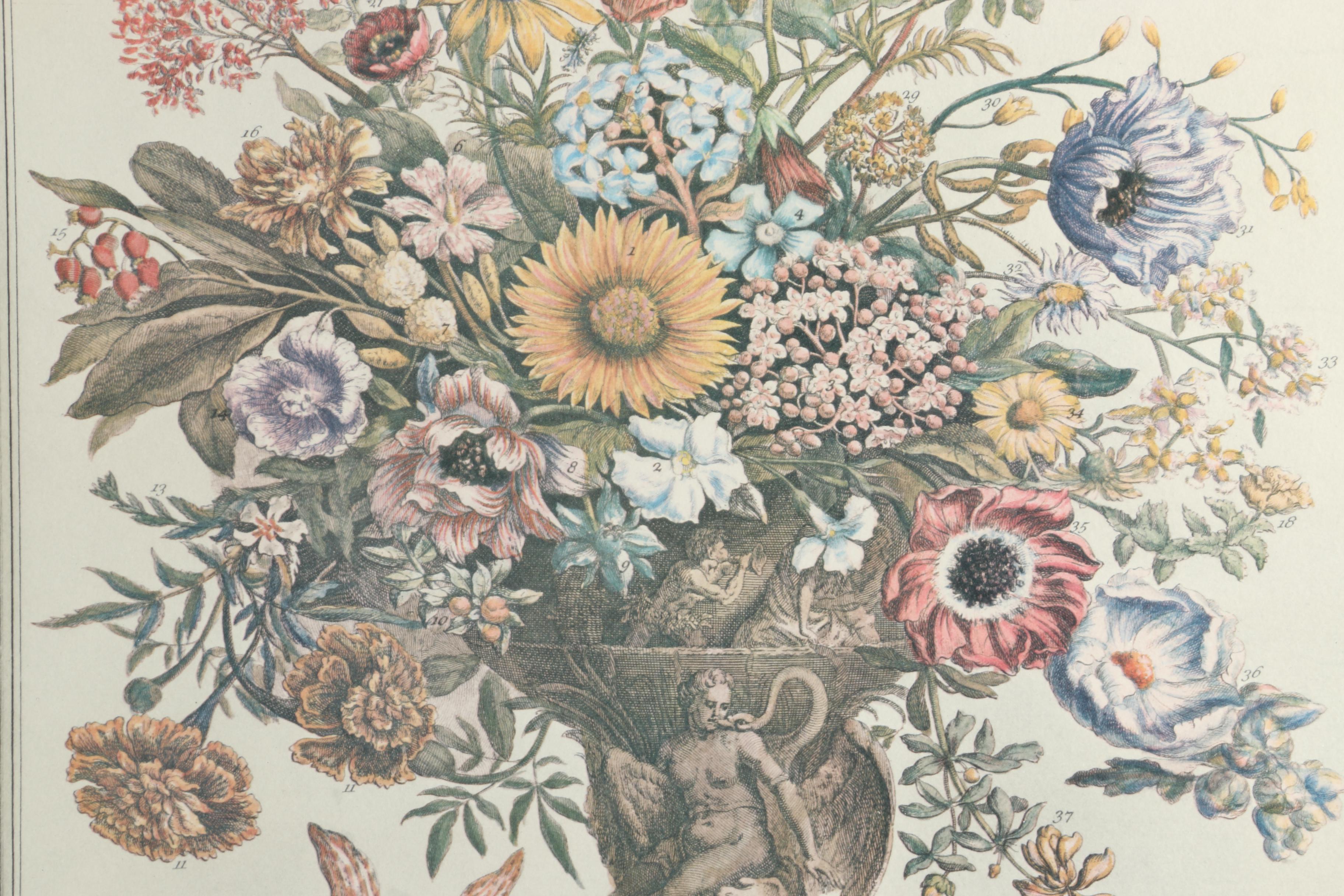 Offset Lithographs After Pieter Casteels "Twelve Months of Flowers": "August" and "November"