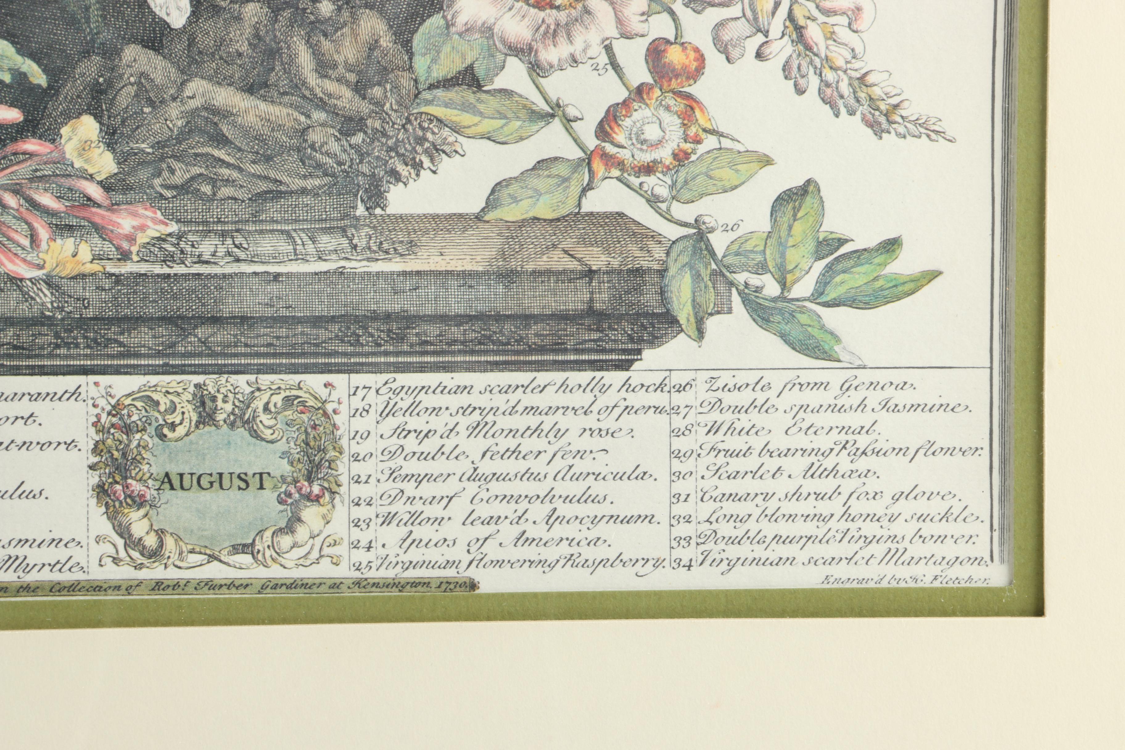 Offset Lithographs After Pieter Casteels "Twelve Months of Flowers": "August" and "November"
