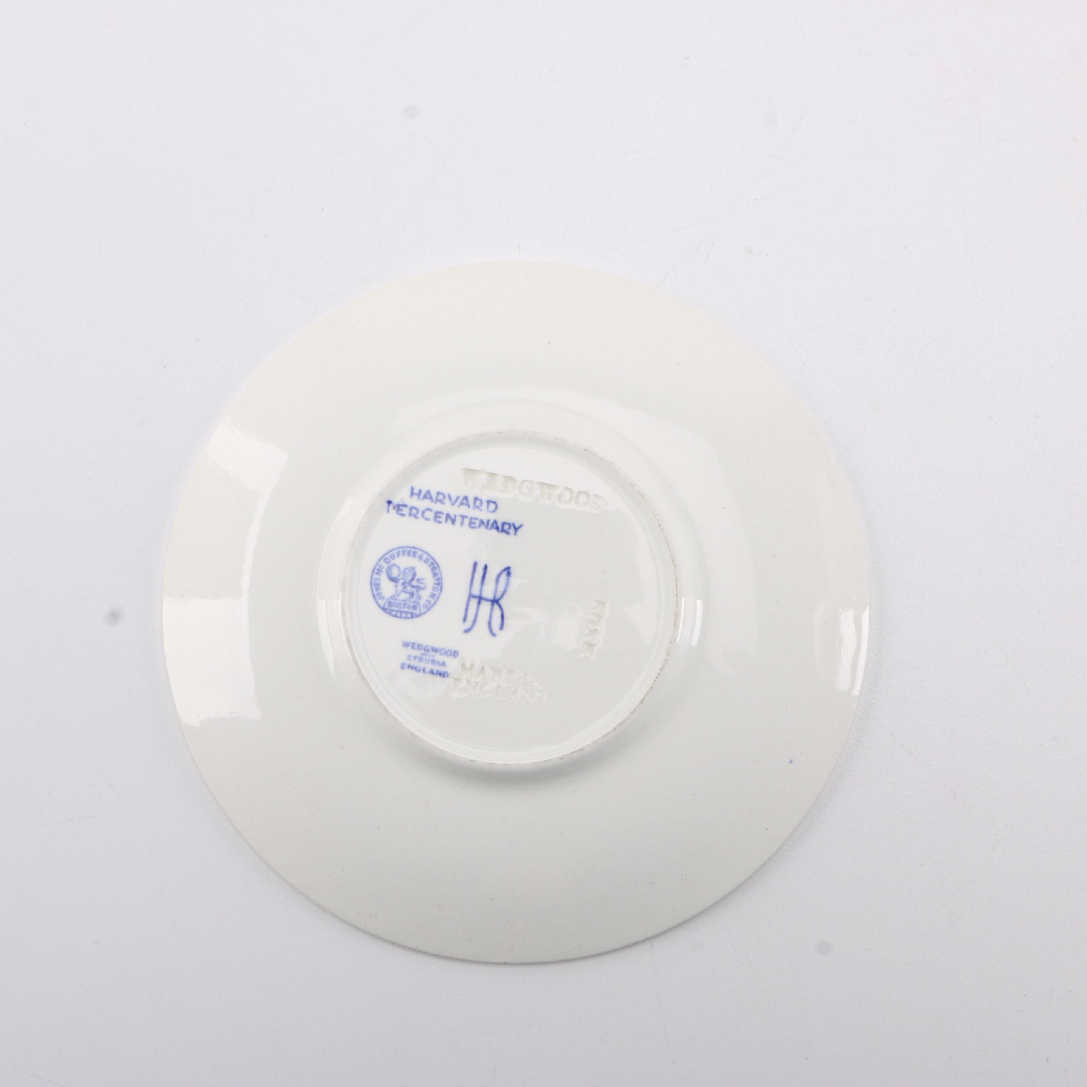 Wedgwood Harvard Tercentenary Blue on White Cups and Plates