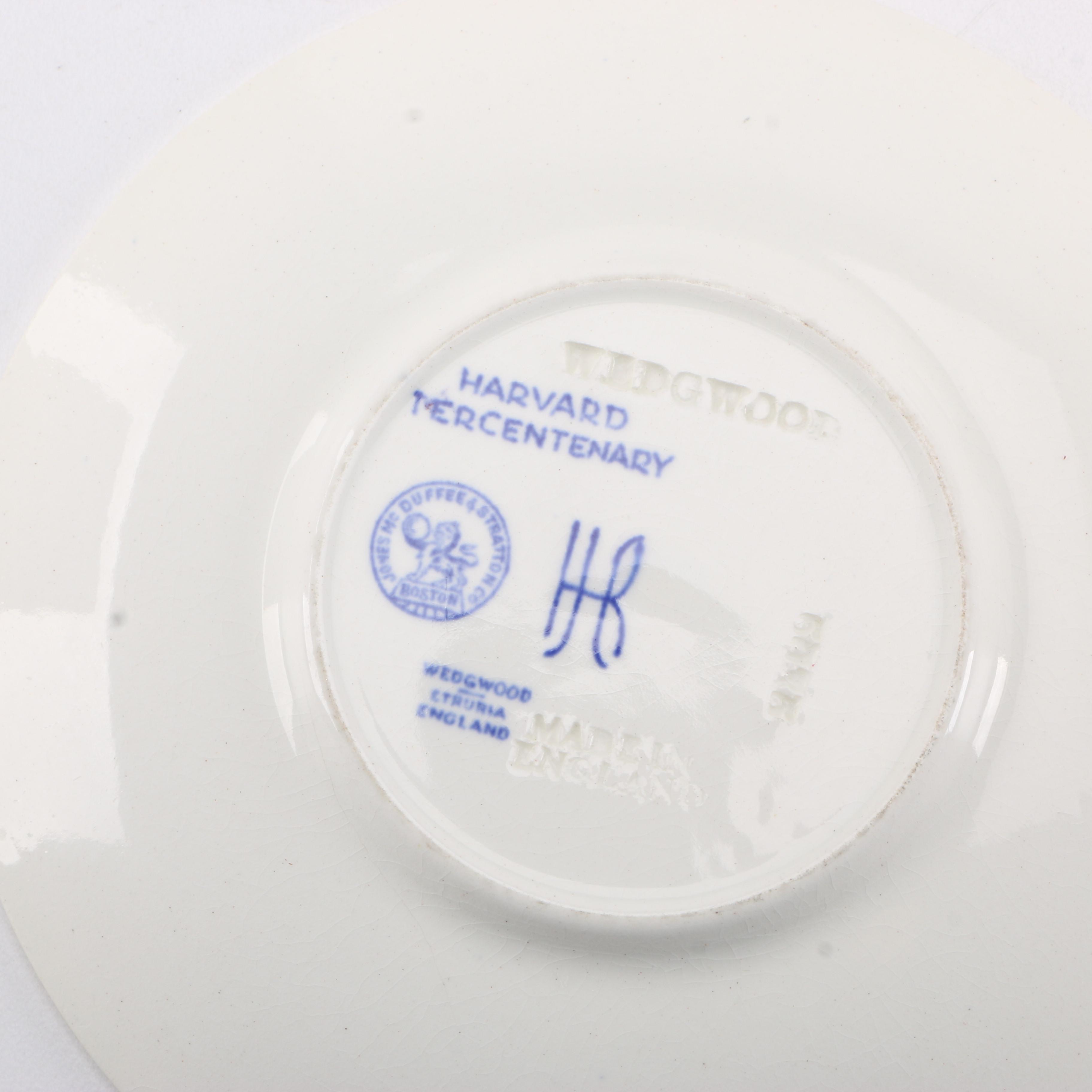 Wedgwood Harvard Tercentenary Blue on White Cups and Plates