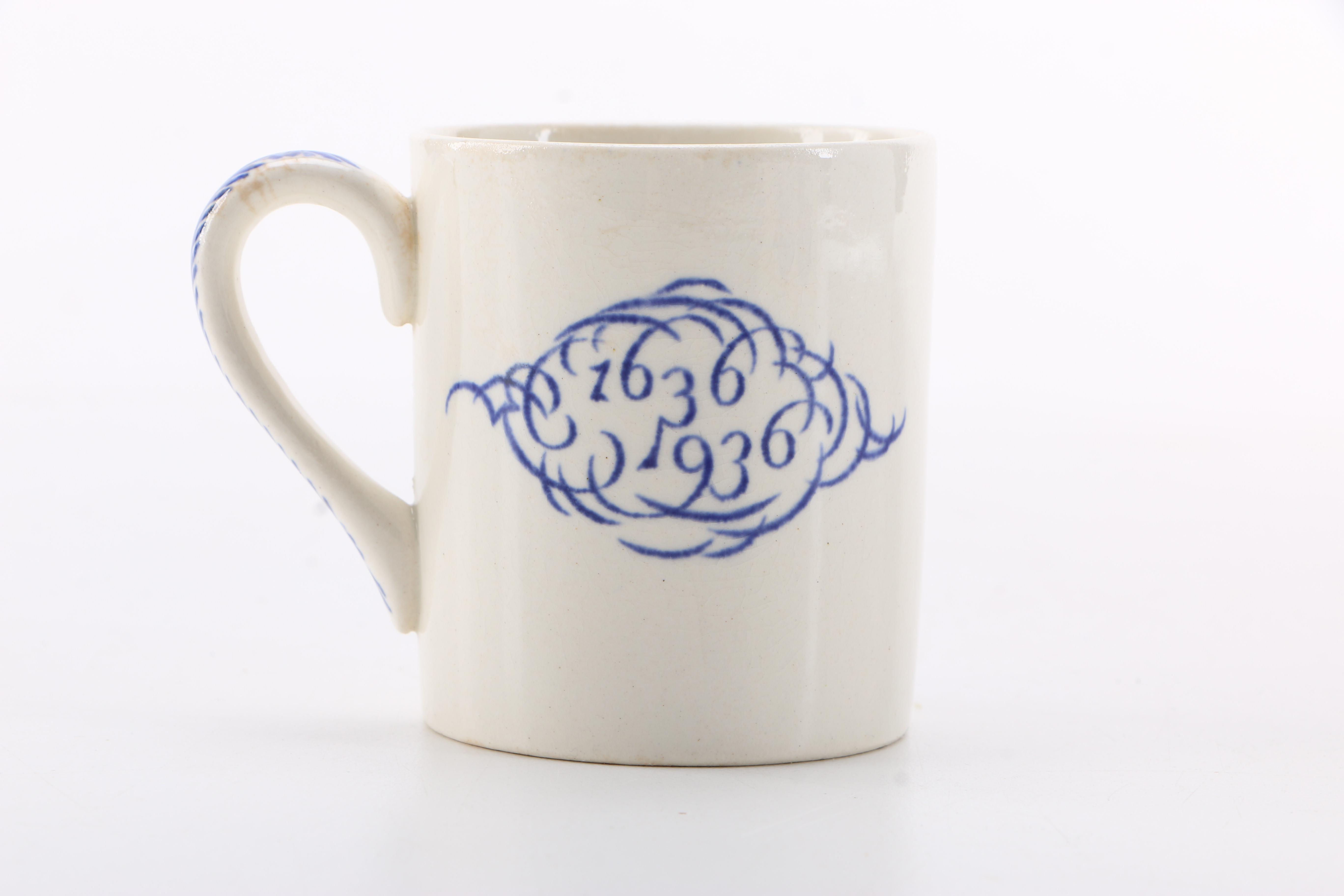 Wedgwood Harvard Tercentenary Blue on White Cups and Plates