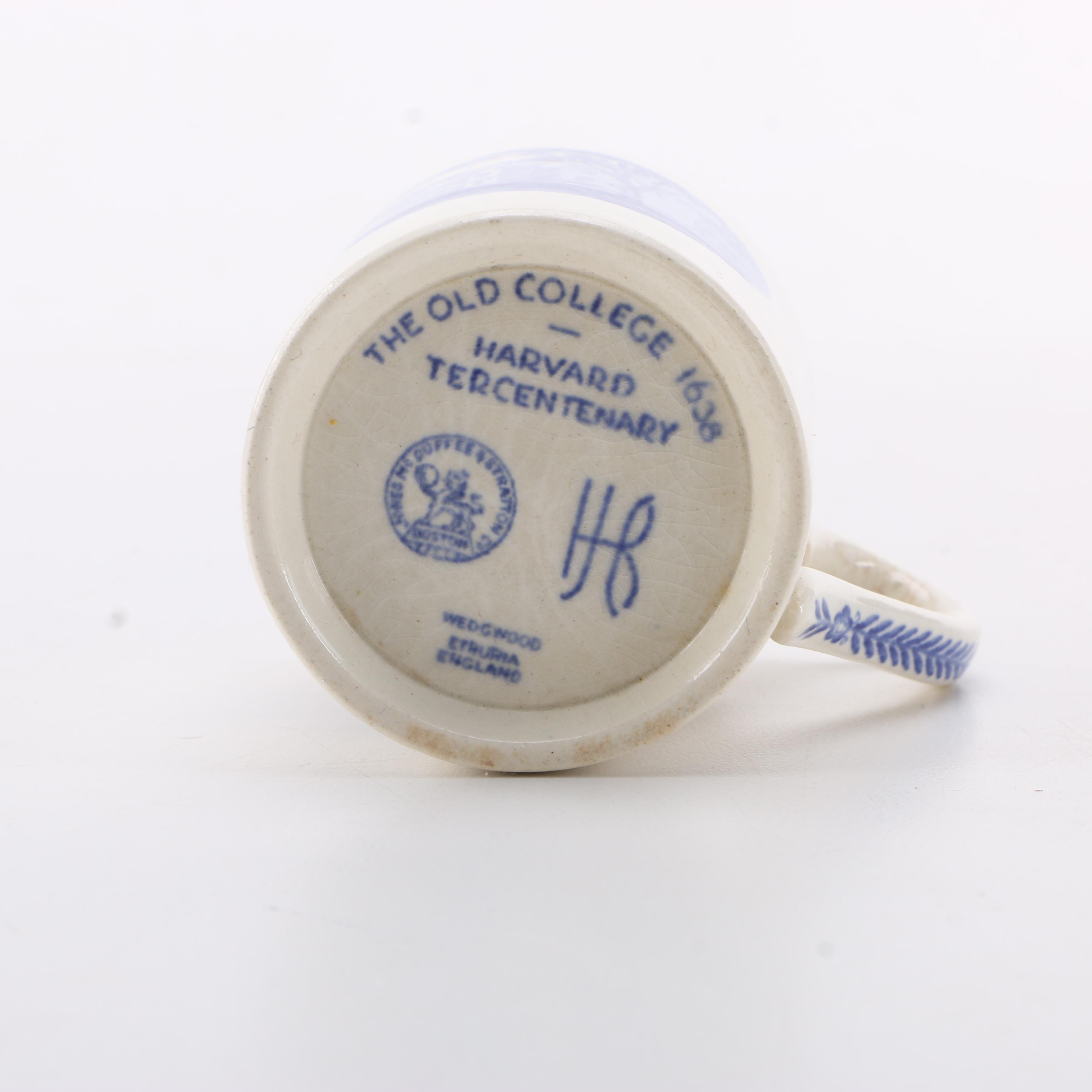 Wedgwood Harvard Tercentenary Blue on White Cups and Plates