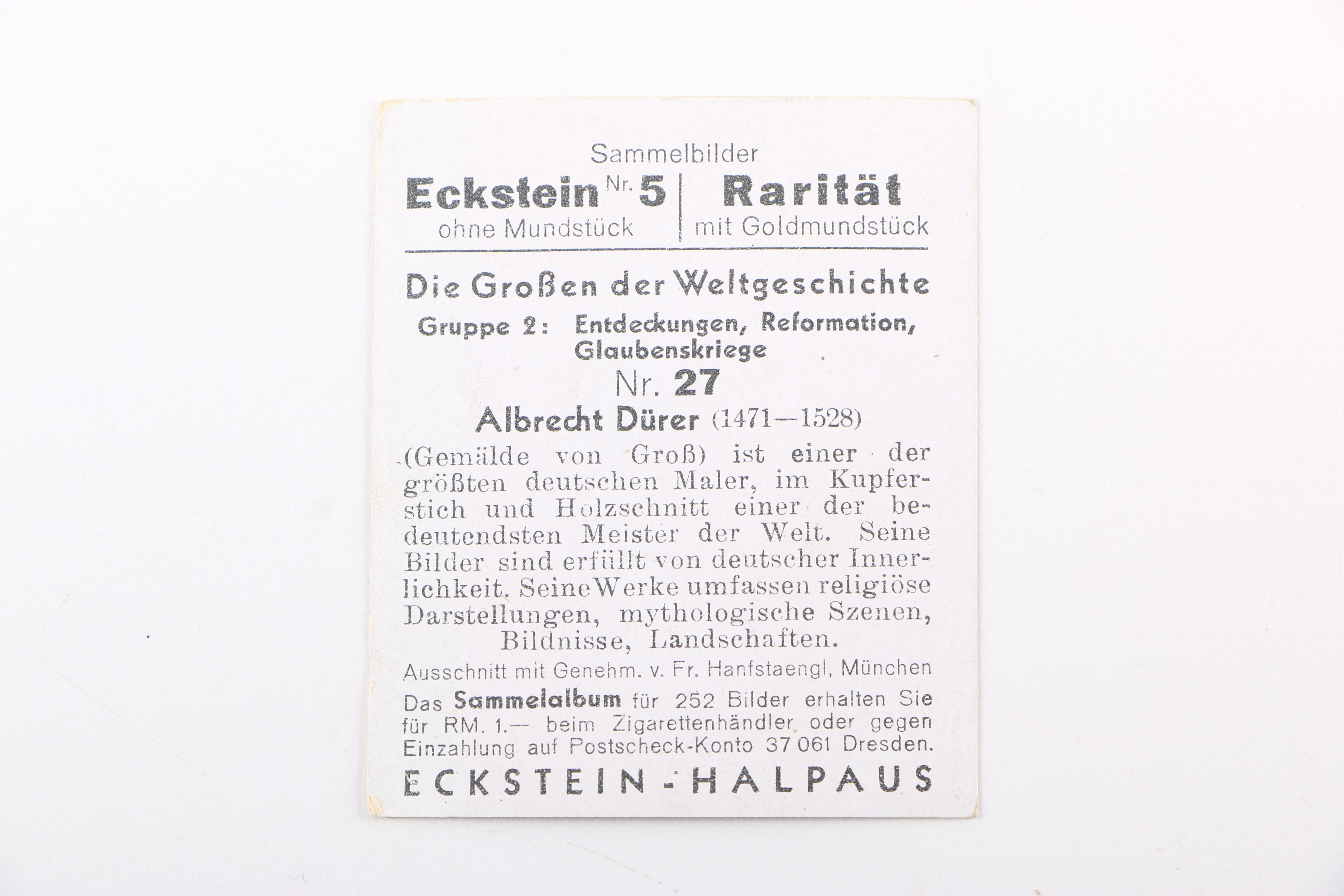 Vintage German Eckstein No. 5 Cigarette Cards