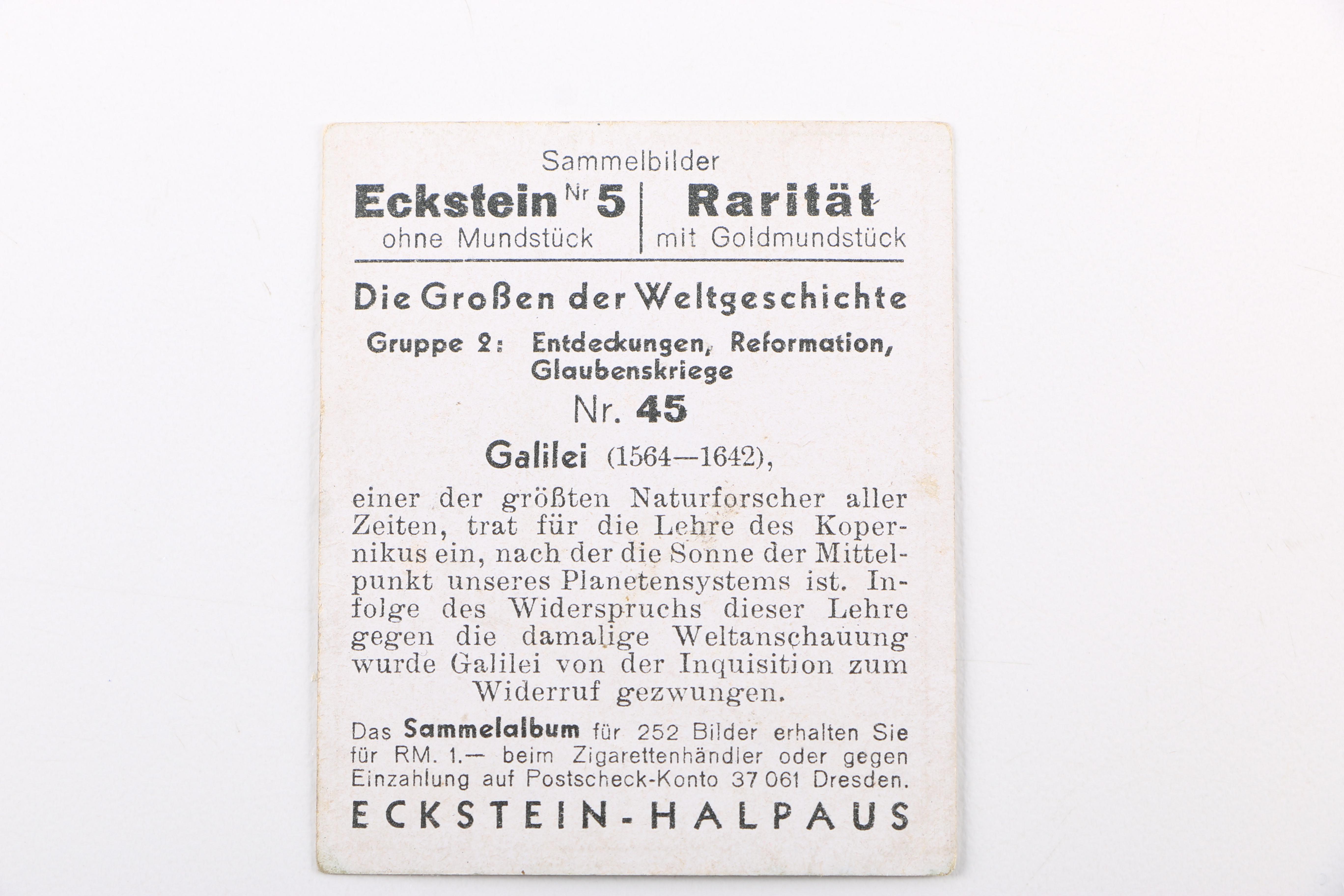 Vintage German Eckstein No. 5 Cigarette Cards