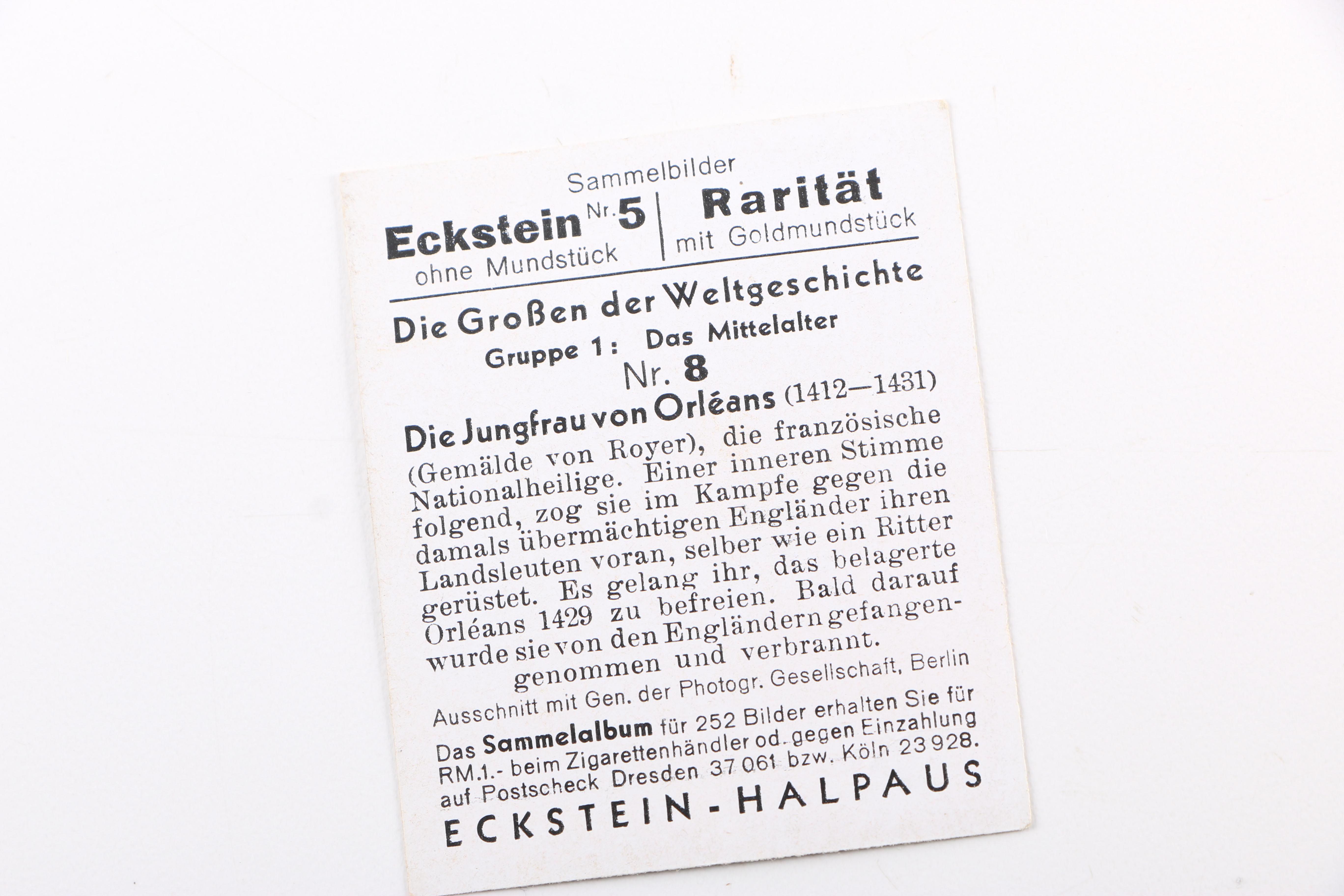 Vintage German Eckstein No. 5 Cigarette Cards