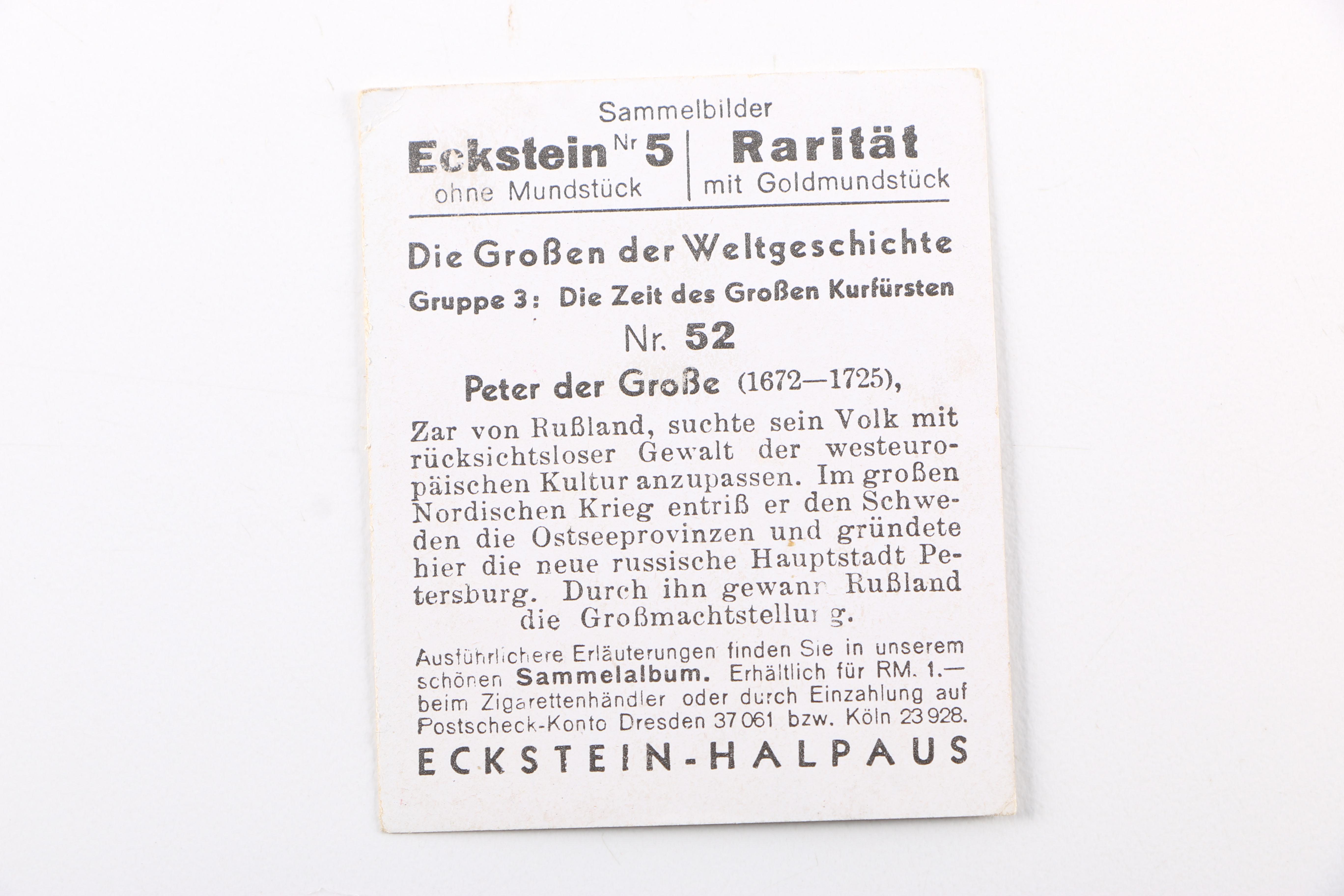 Vintage German Eckstein No. 5 Cigarette Cards