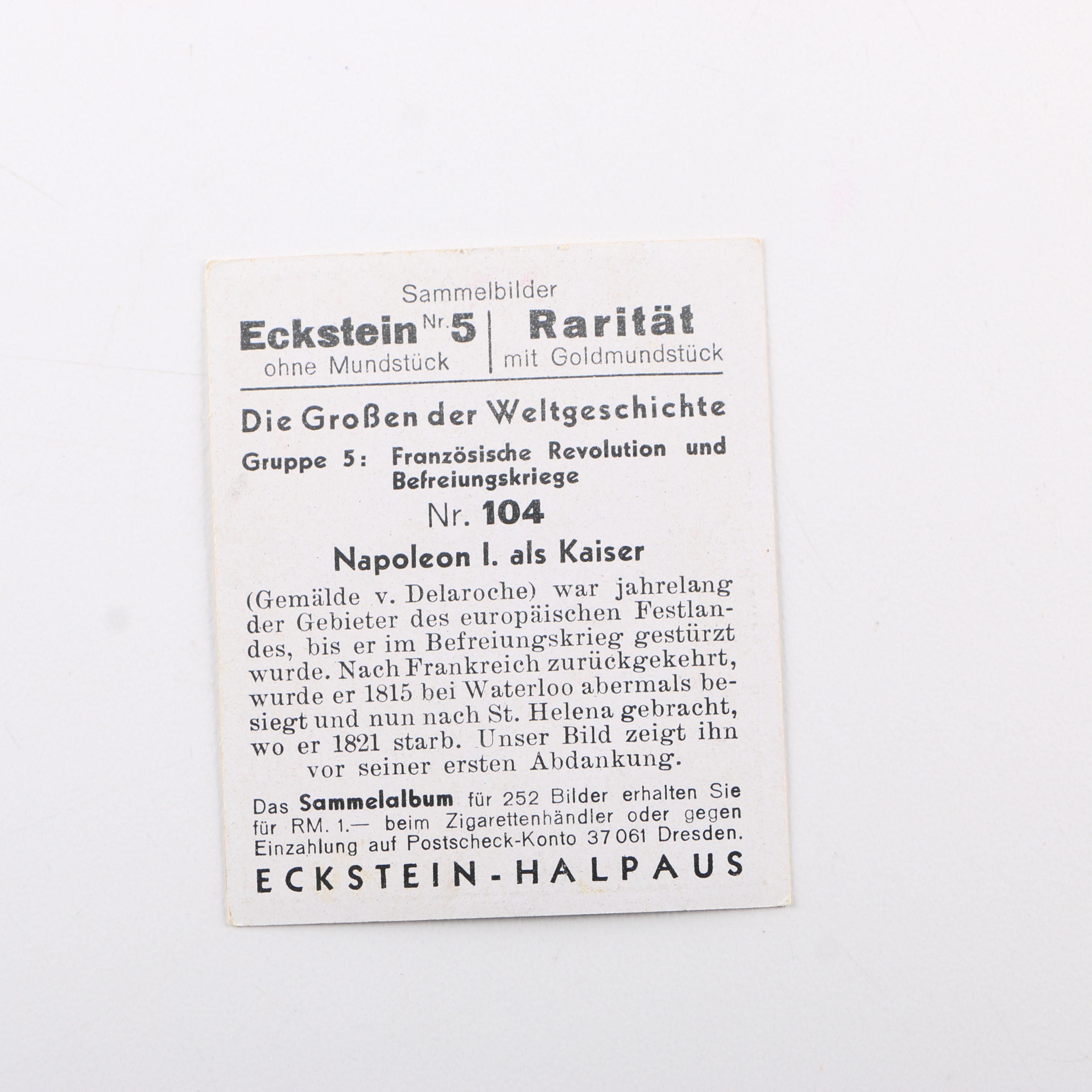 Vintage German Eckstein No. 5 Cigarette Cards