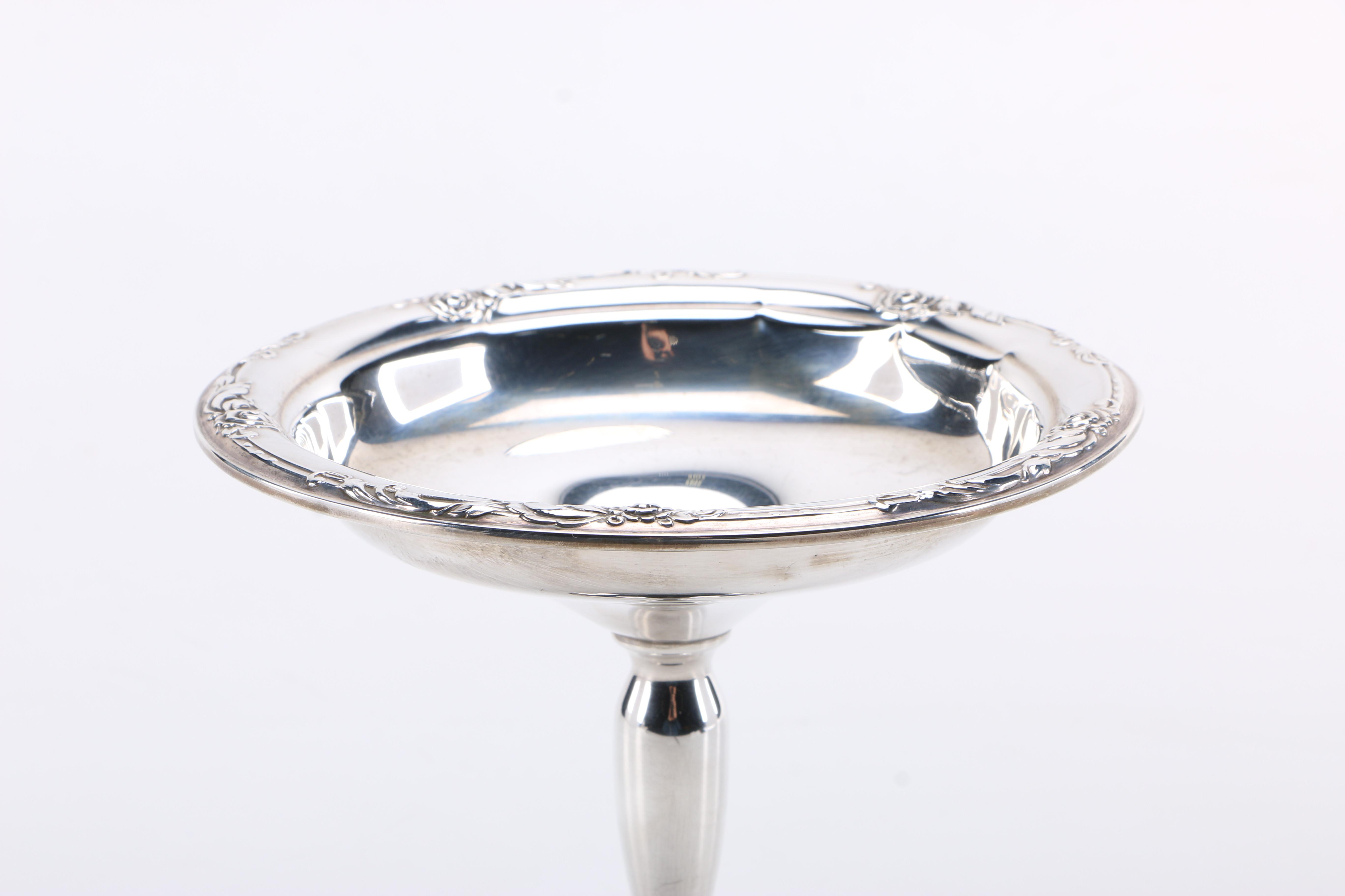 Oneida "Damask Rose" and Crown Weighted Sterling Compotes