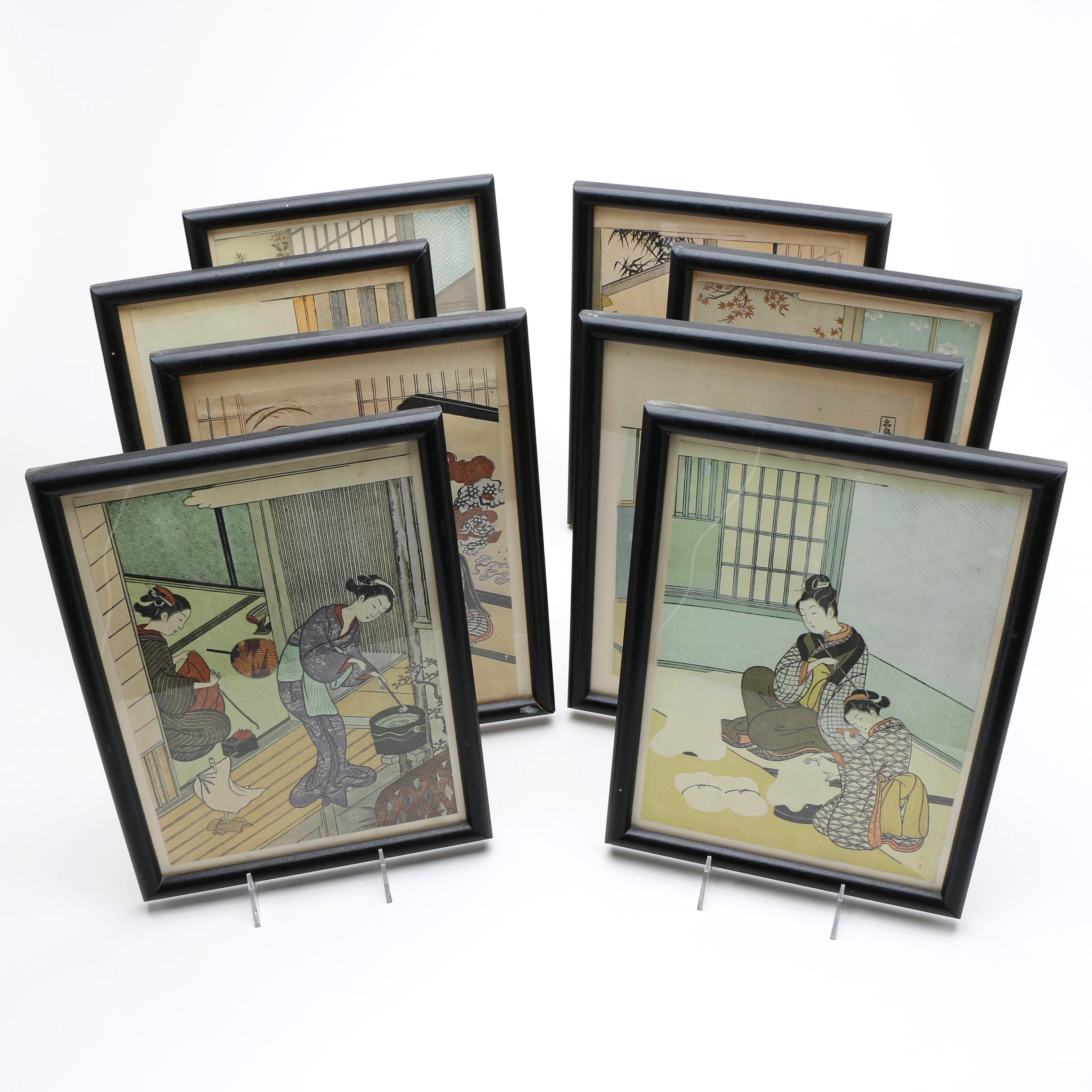 Suzuki Harunobu Offset Lithographs "Eight Parlor Views"