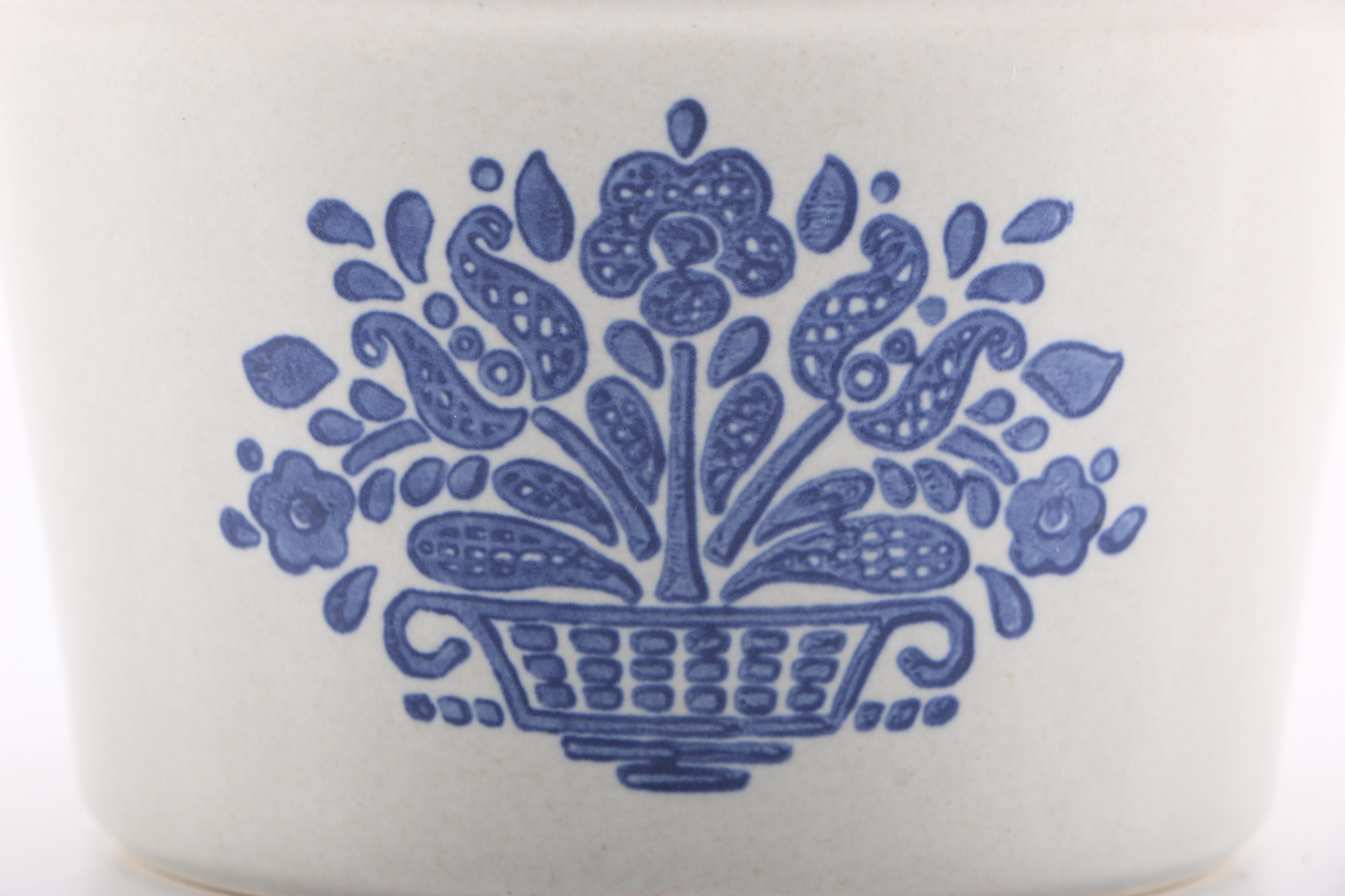 White and Blue Floral Print Ceramic Pot and Decor