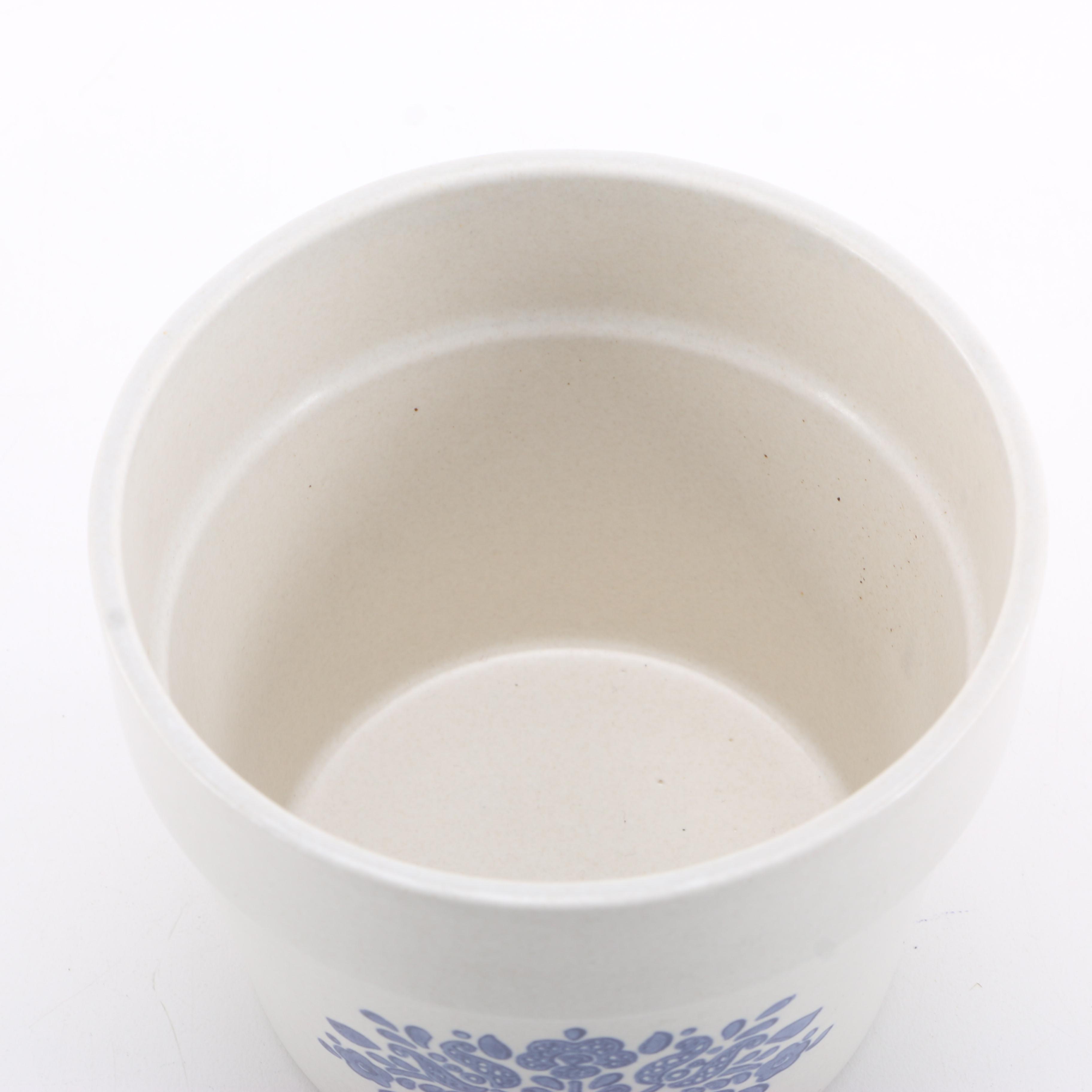 White and Blue Floral Print Ceramic Pot and Decor