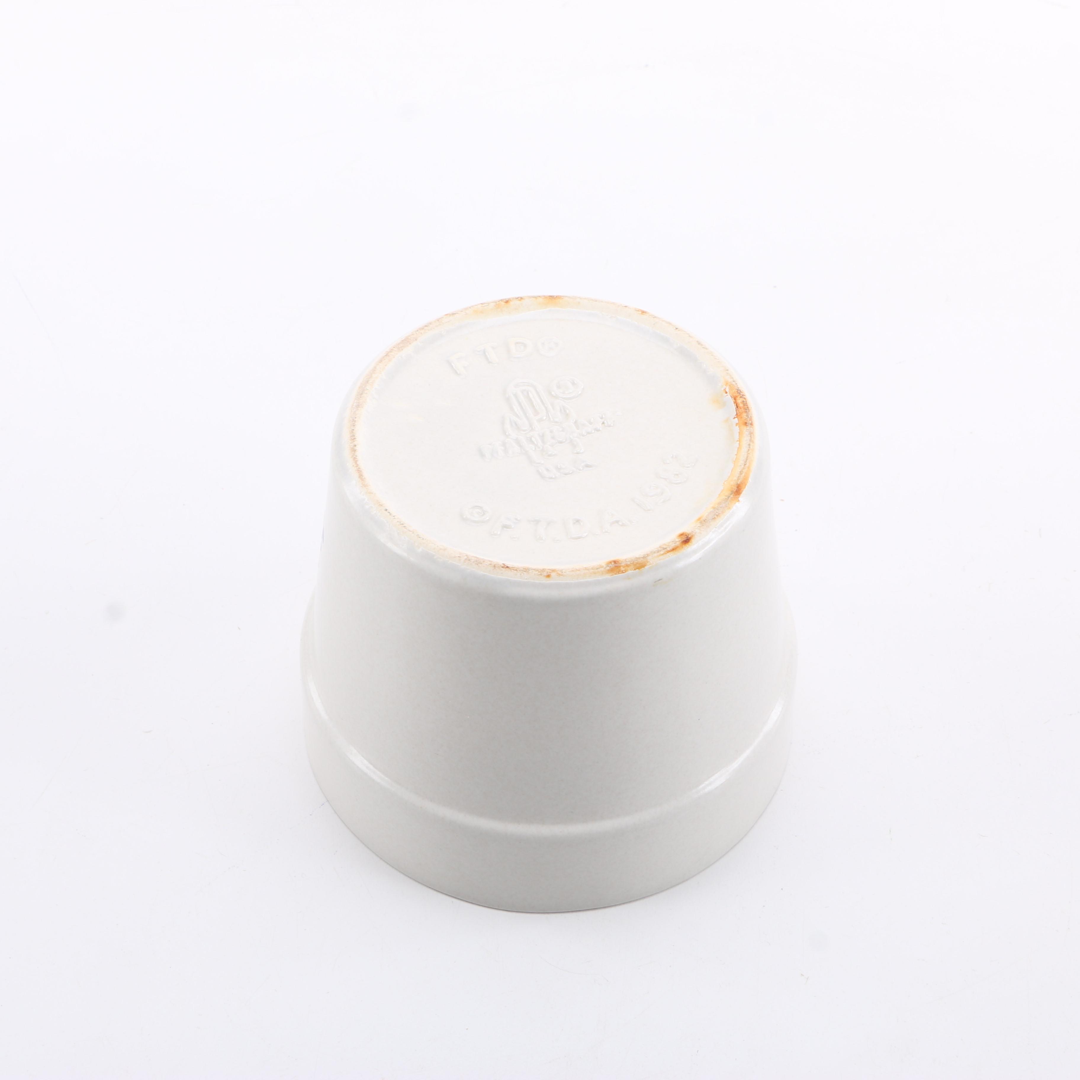 White and Blue Floral Print Ceramic Pot and Decor