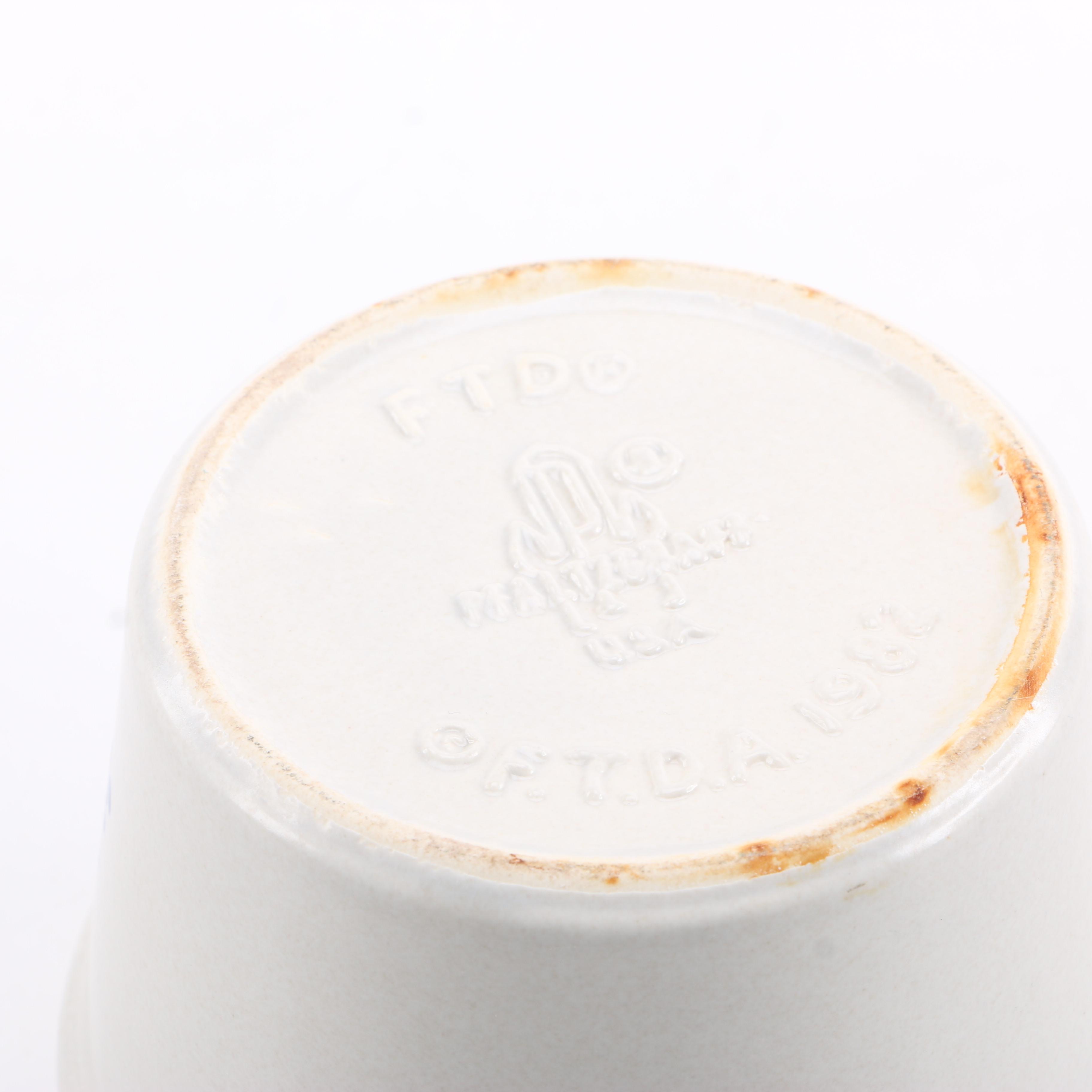 White and Blue Floral Print Ceramic Pot and Decor