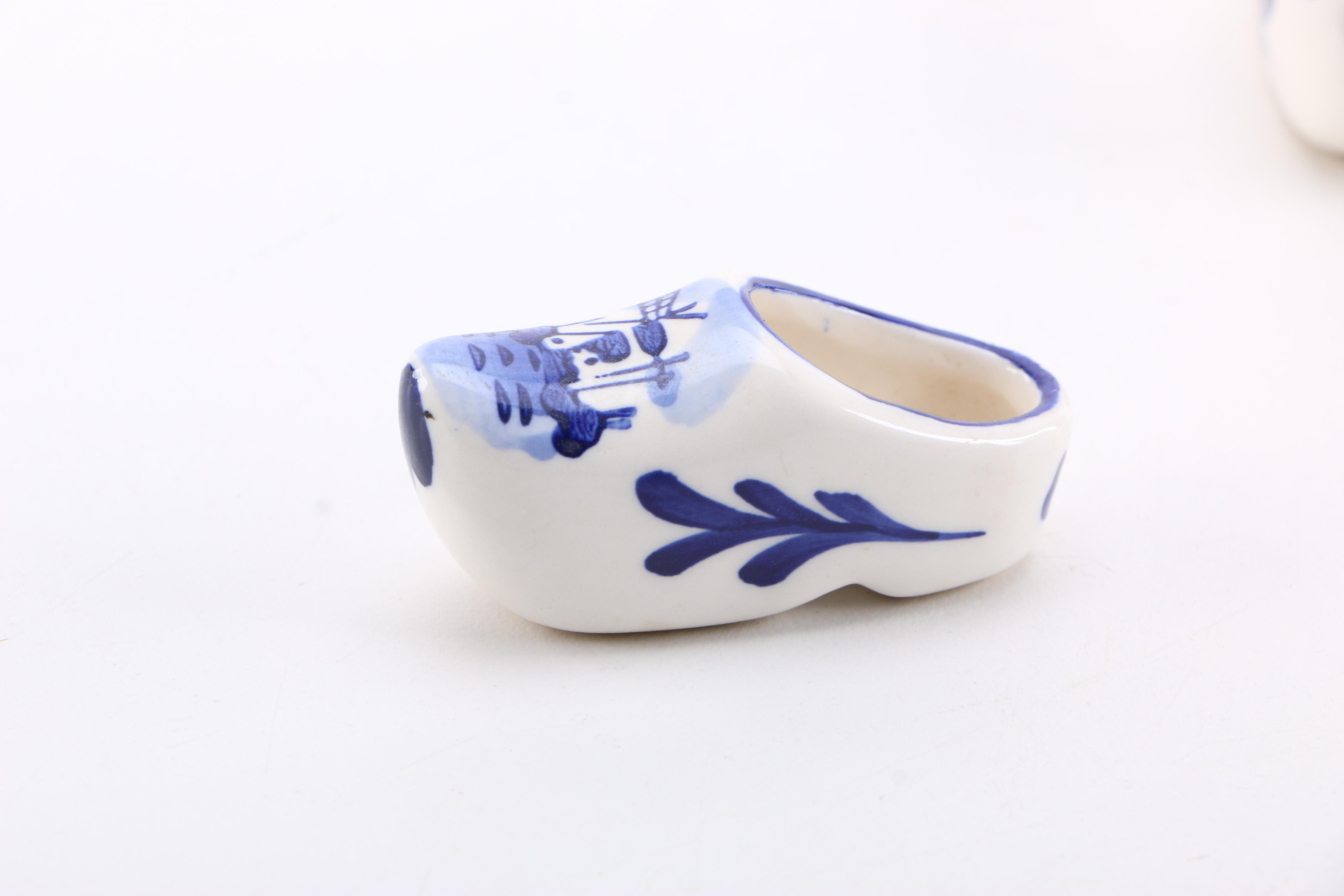 White and Blue Floral Print Ceramic Pot and Decor