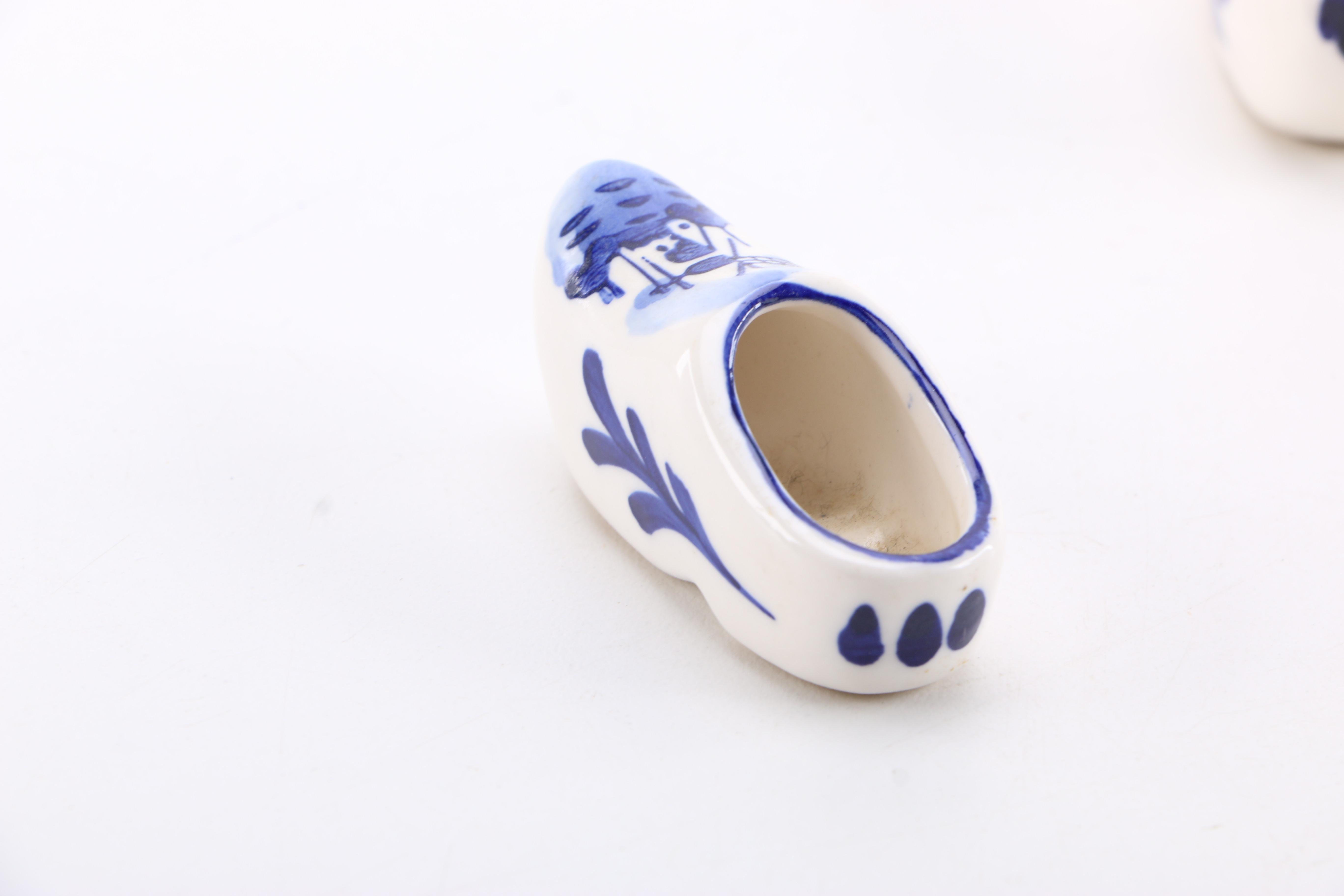 White and Blue Floral Print Ceramic Pot and Decor