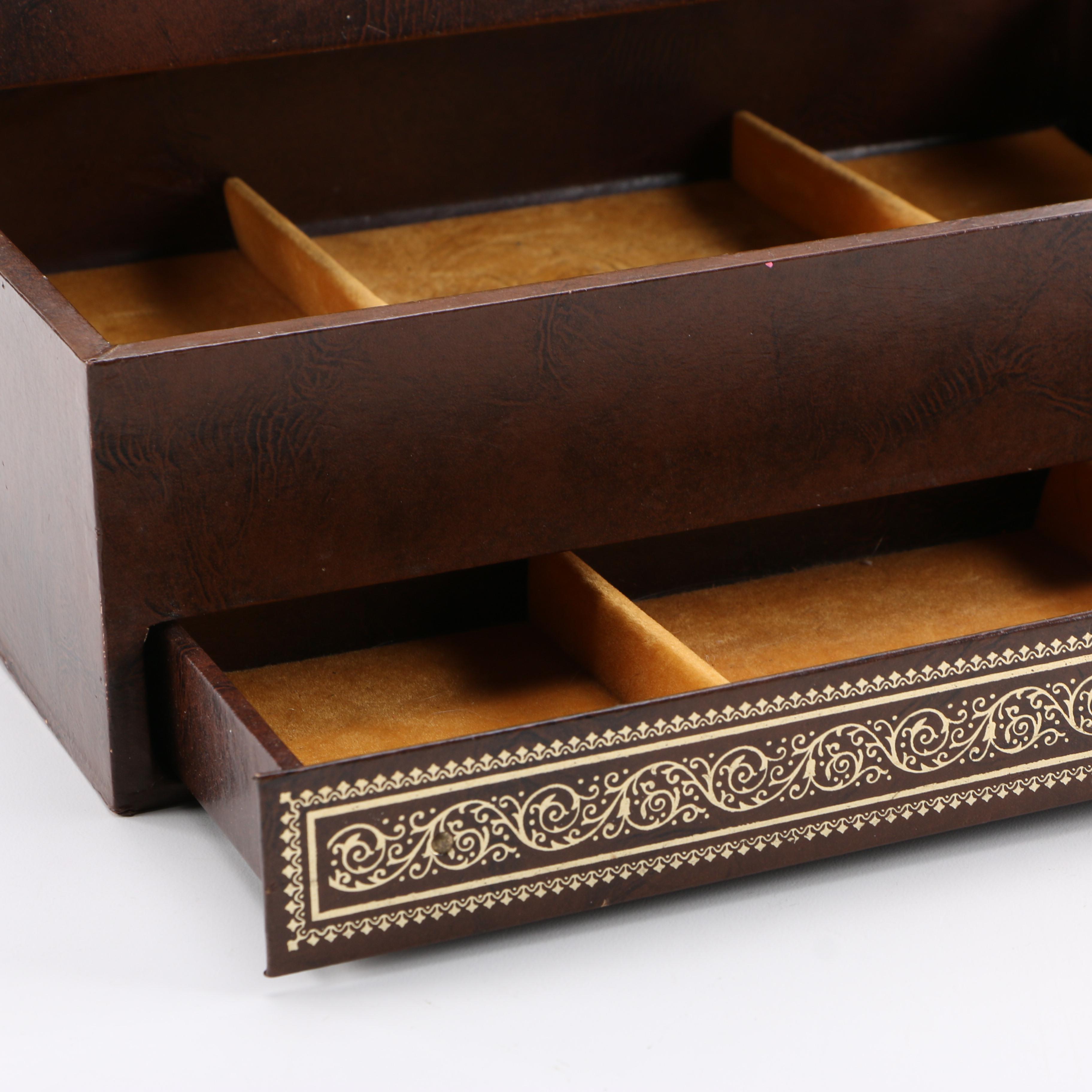 Brown Leatherette Over Wood Organizer Drawer